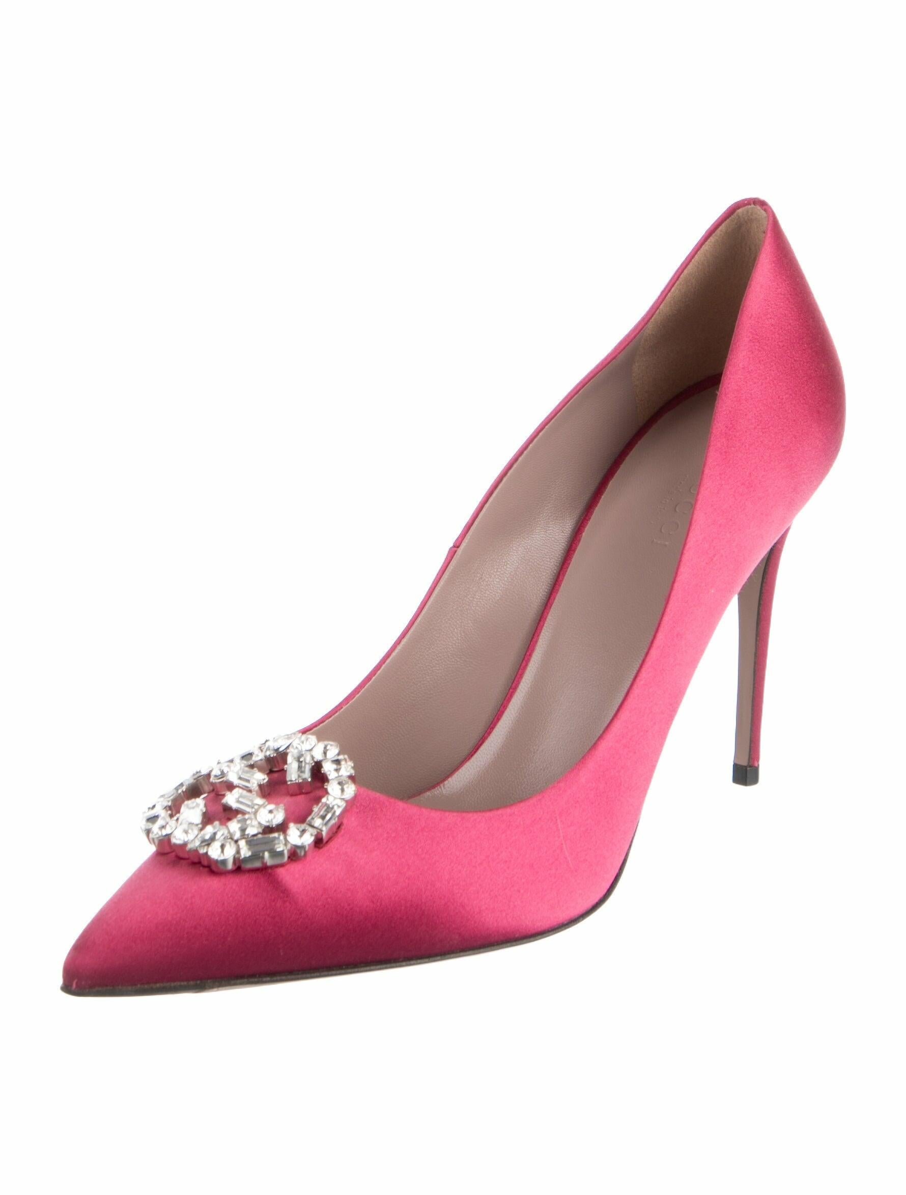 Gucci Interlocking G Logo Satin Pumps