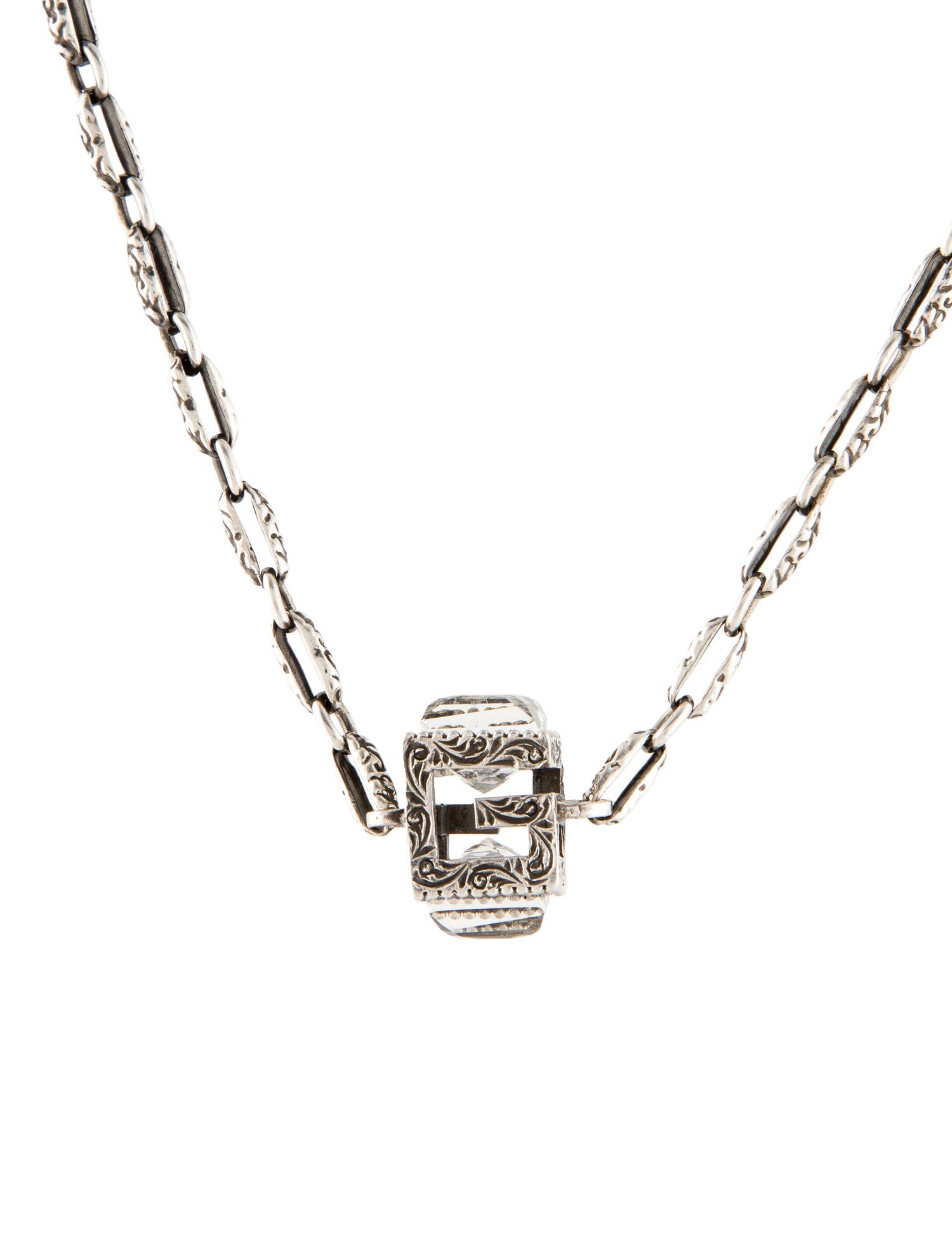 Gucci Quartz G Cube Pendant Necklace