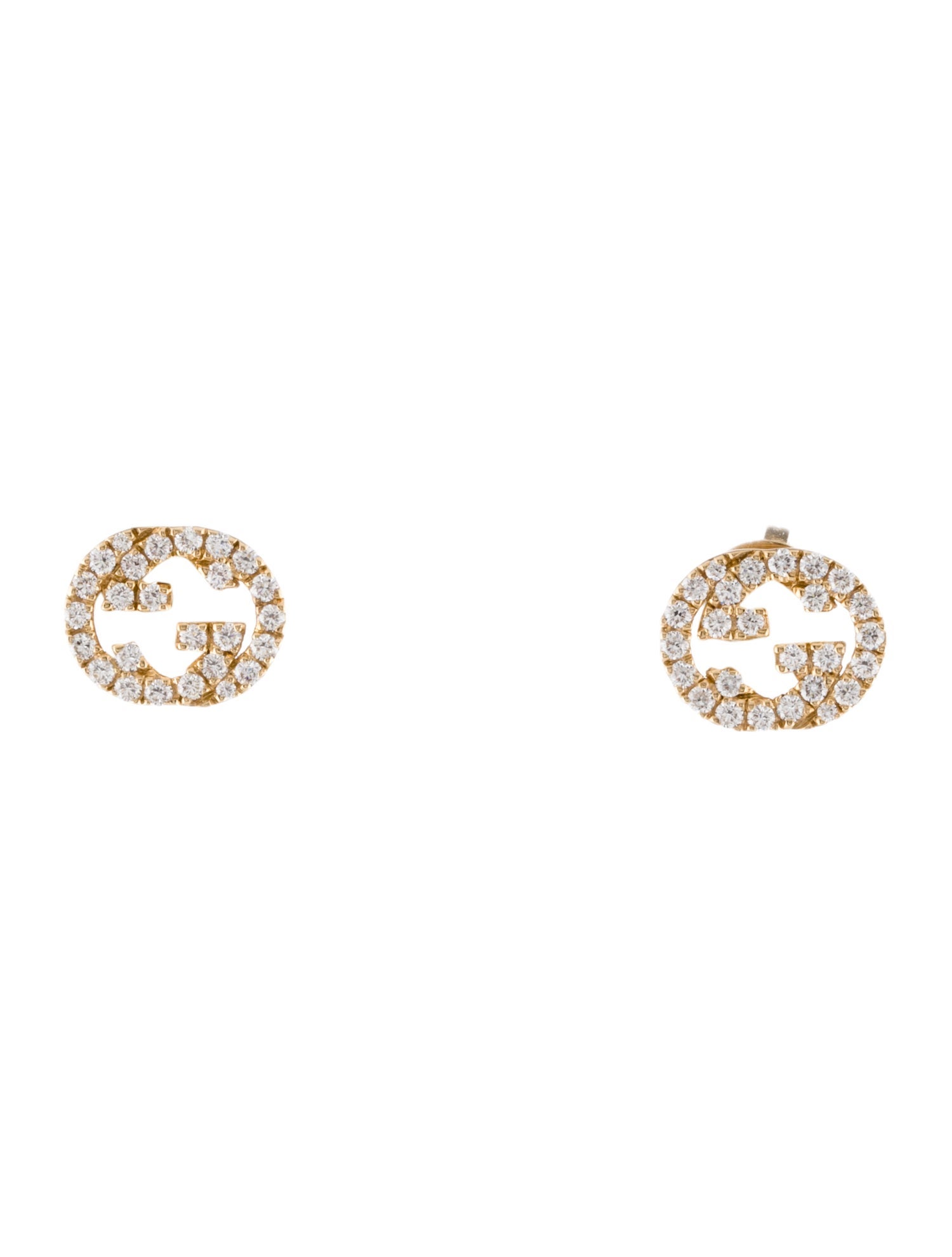 Gucci 18K Diamond Interlocking G Stud Earrings
