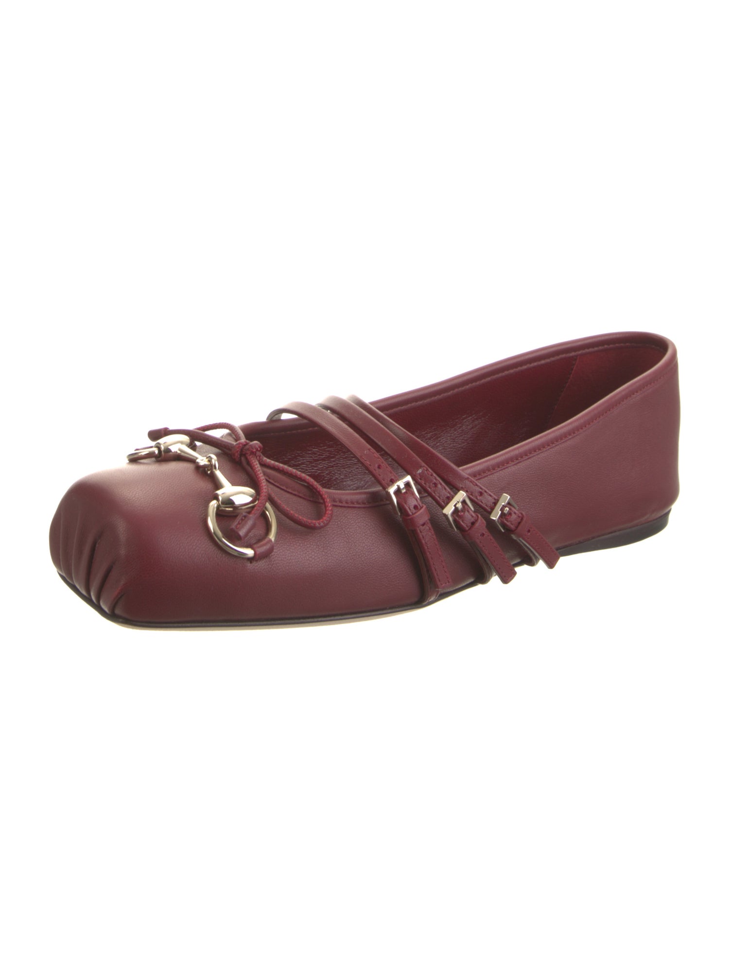 Gucci Horsebit Accent Leather Ballet Flats