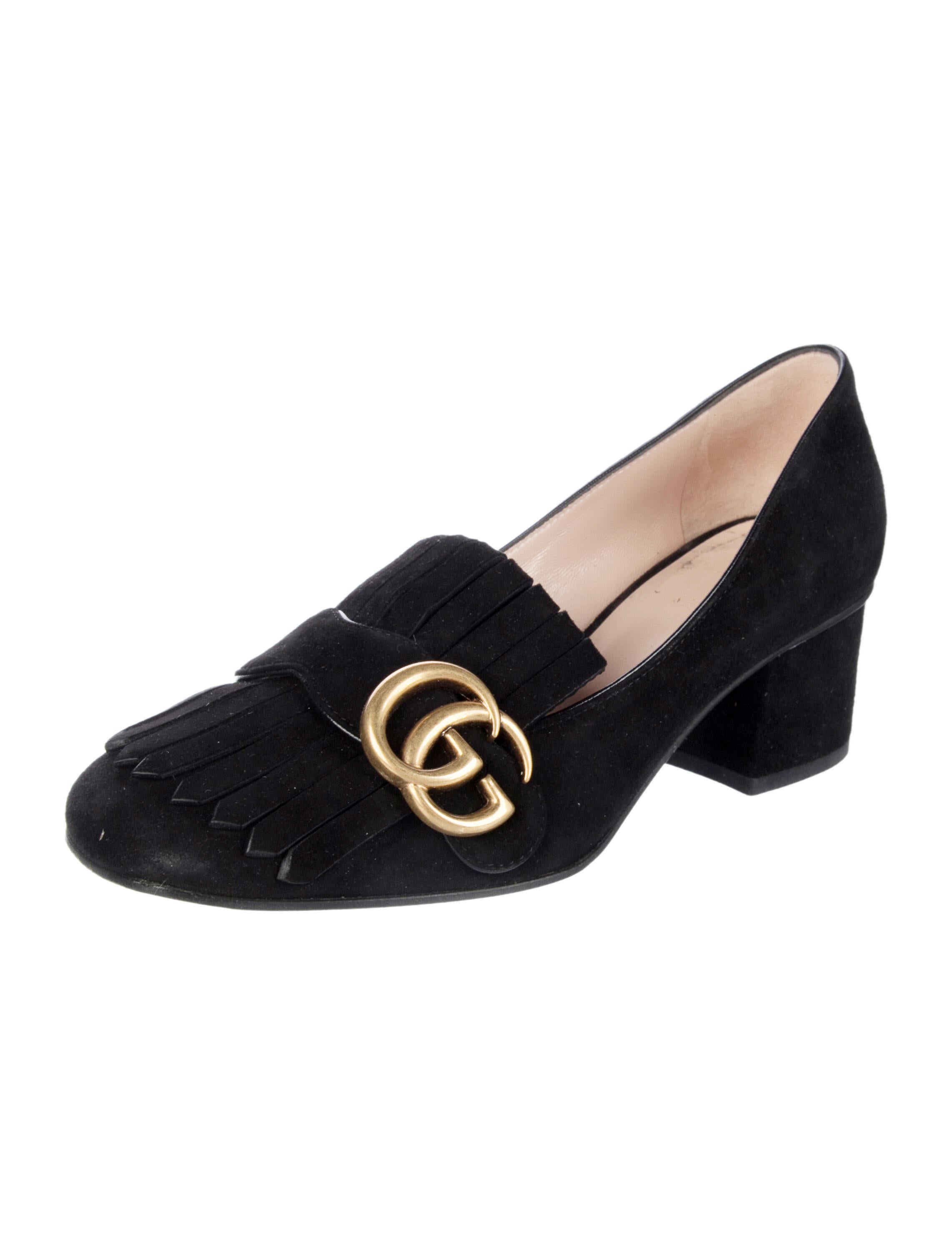 Gucci Double G Logo Suede Pumps