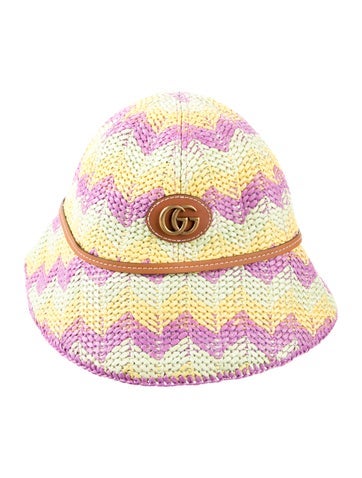 Pre-owned Gucci Jute Bucket Hat In Purple