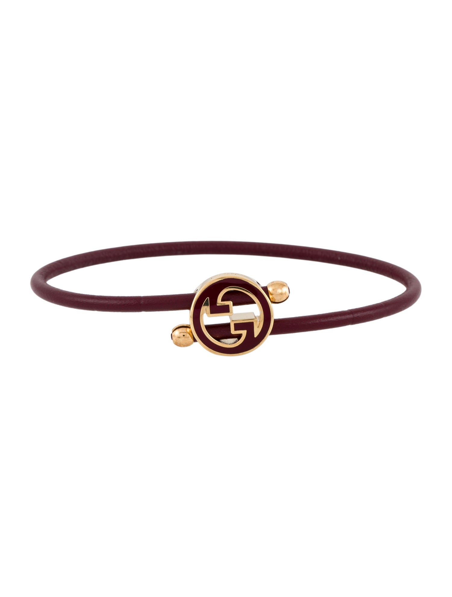 Gucci Enamel & Leather Round Interlocking G Wrap Bracelet