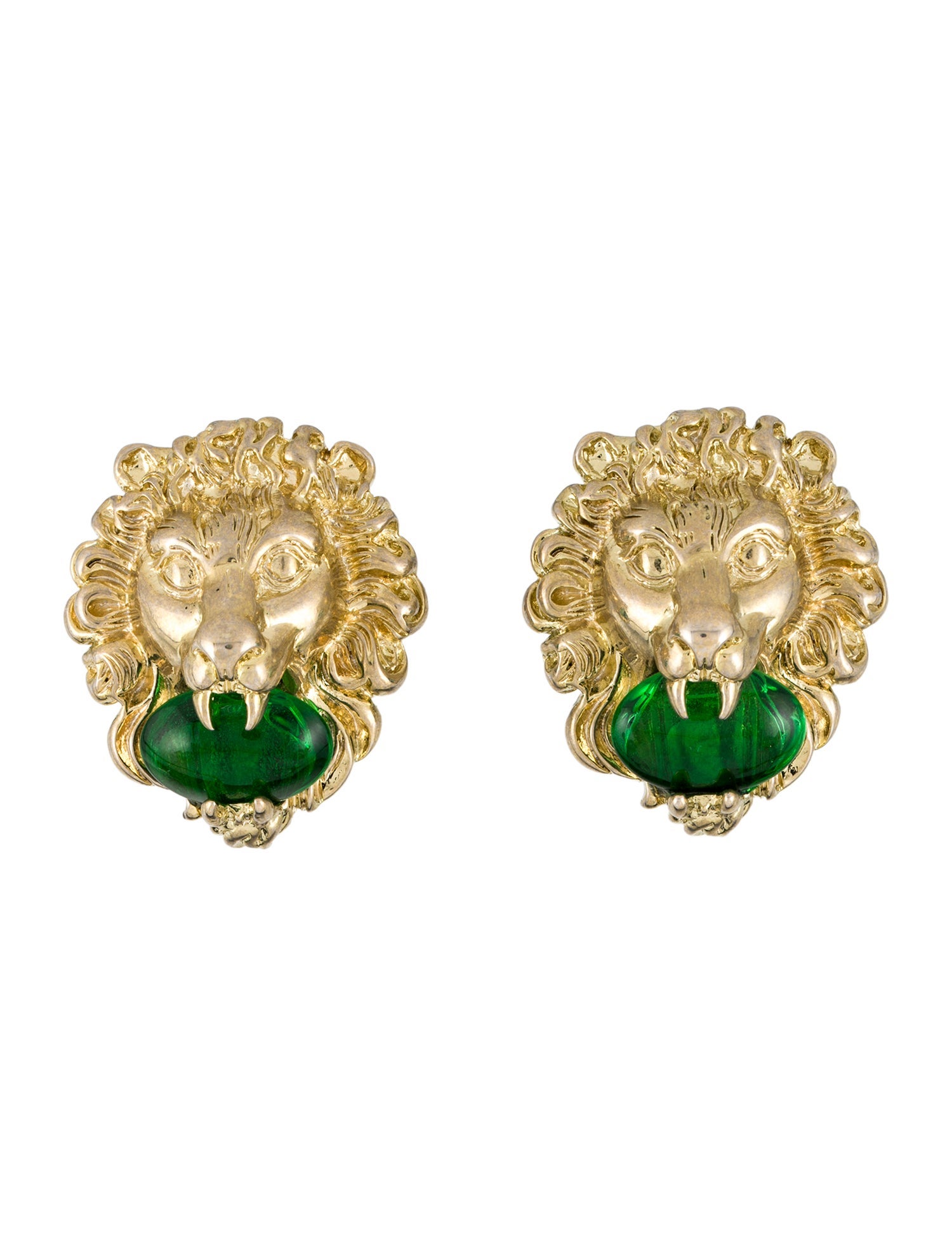 Gucci Crystal Lion Head Clip-On Earrings