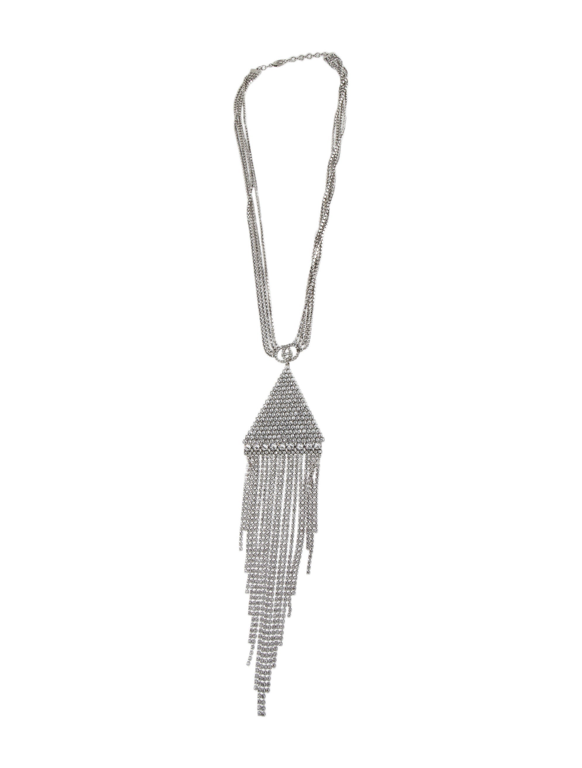 Gucci Crystal Triangle Pendant Necklace