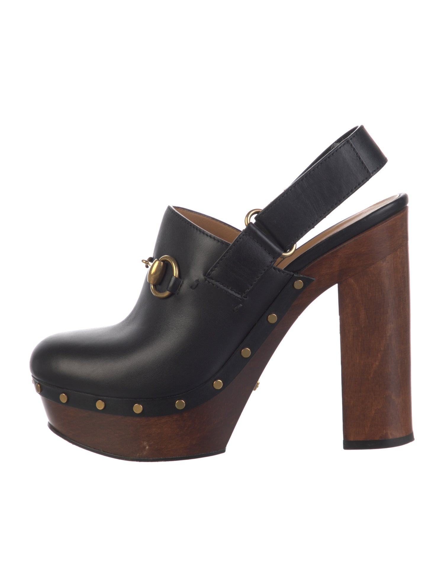 Gucci 1955 Horsebit Accent Leather Slingback Pumps