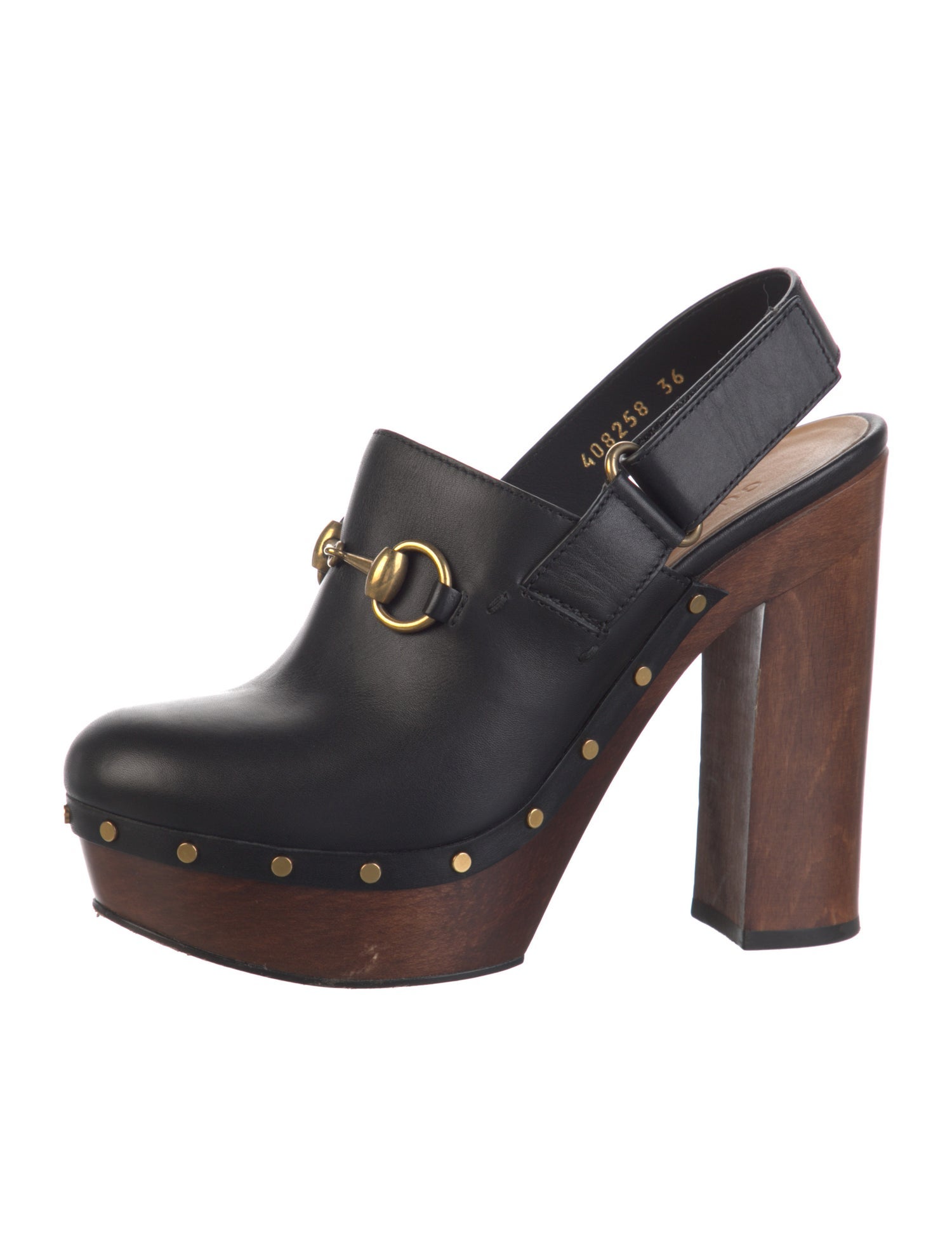 Gucci 1955 Horsebit Accent Leather Slingback Pumps