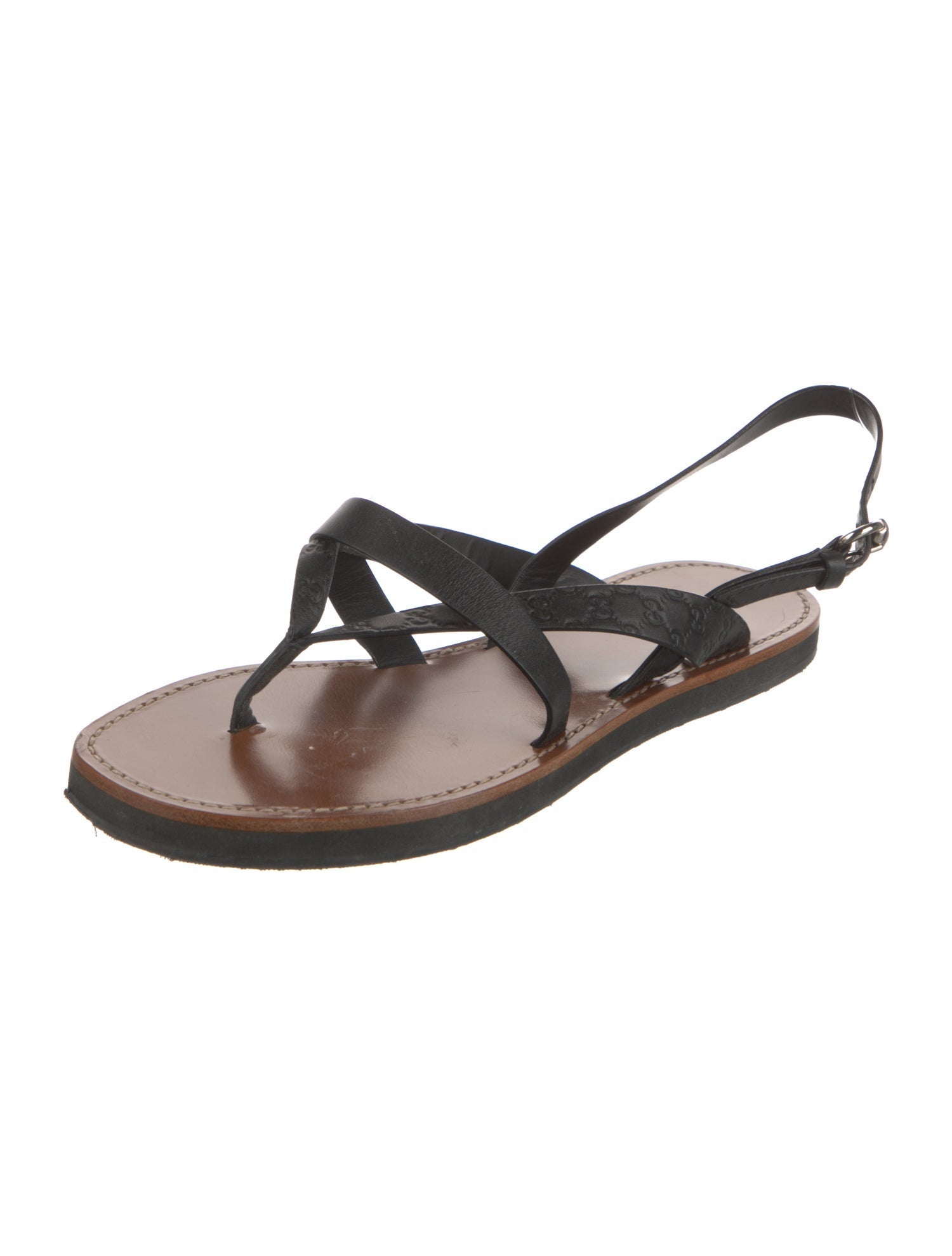 Gucci Microguccissima Pattern Leather Slingback Sandals