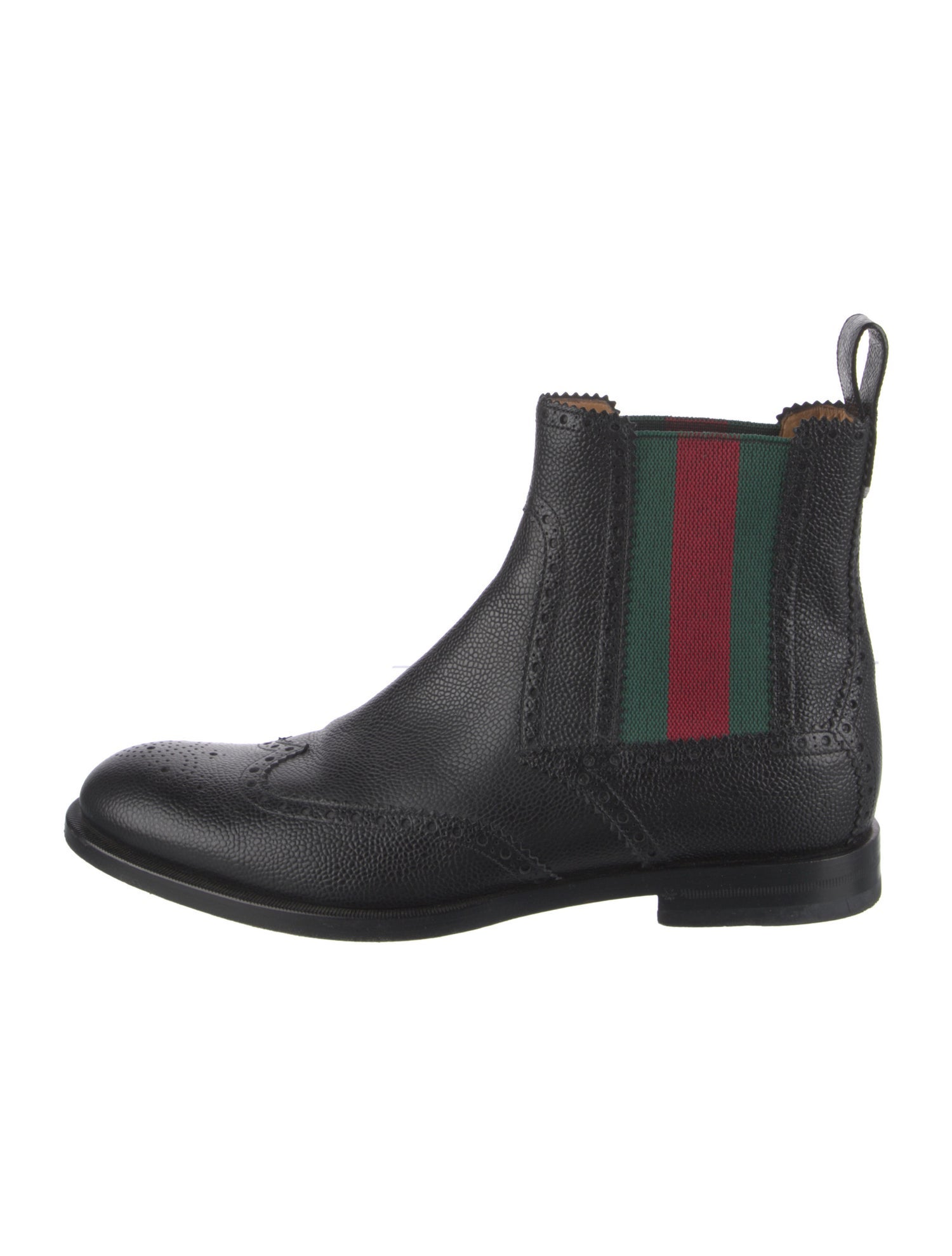 Gucci Web Accent Leather Chelsea Boots