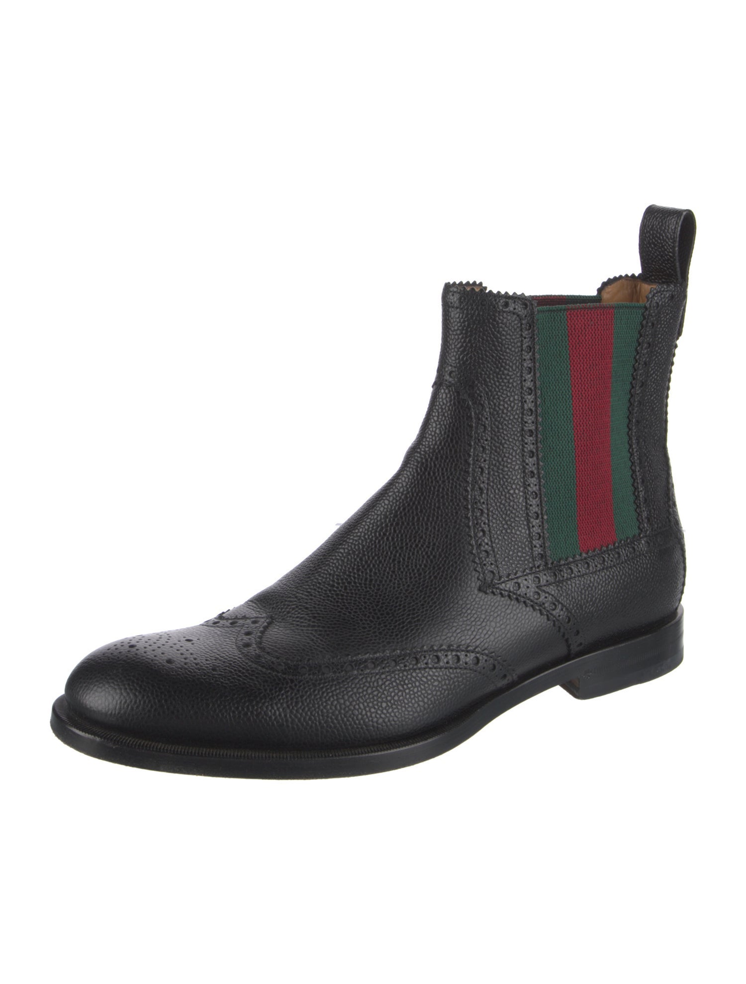 Gucci Web Accent Leather Chelsea Boots