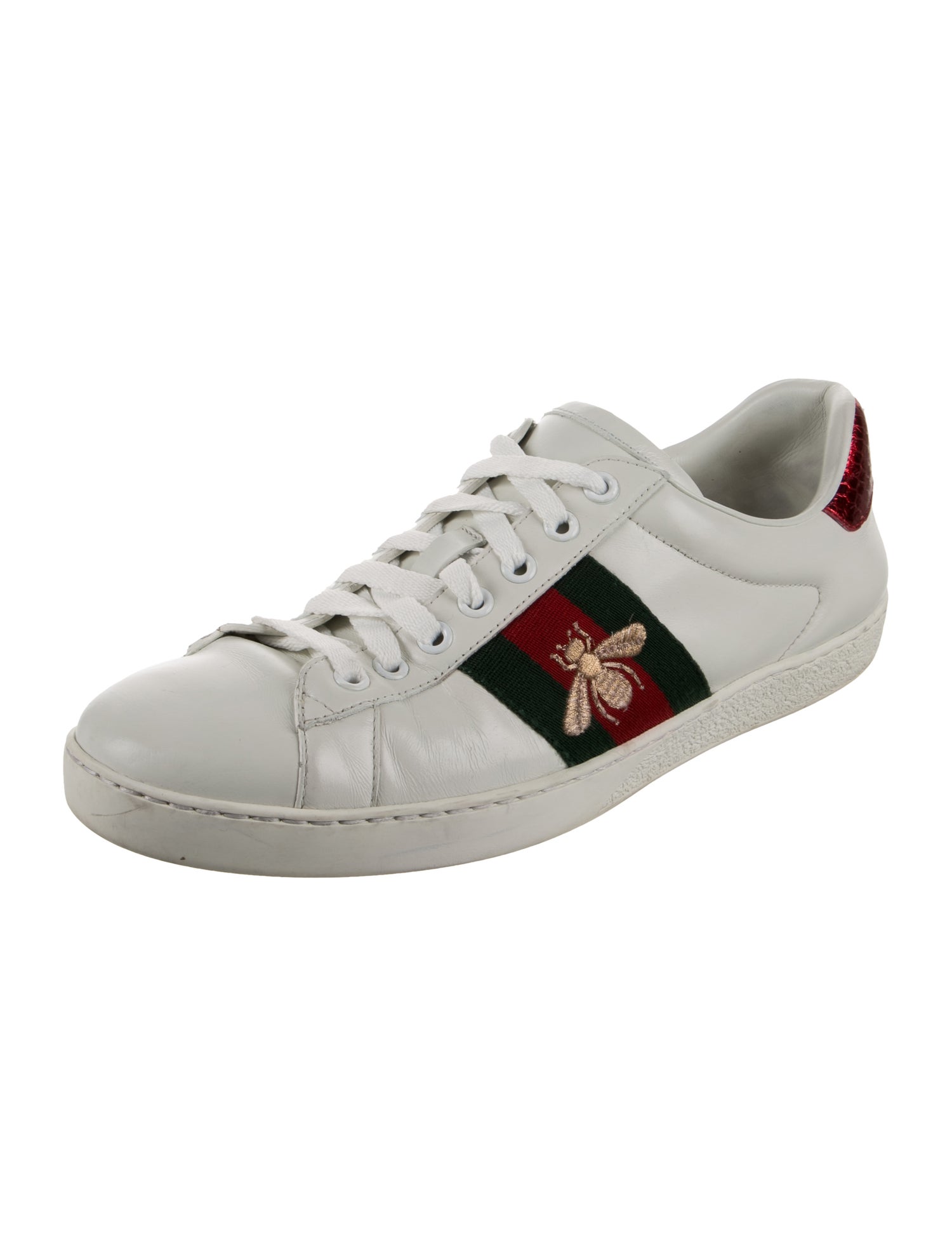 Gucci Web Accent Leather Sneakers