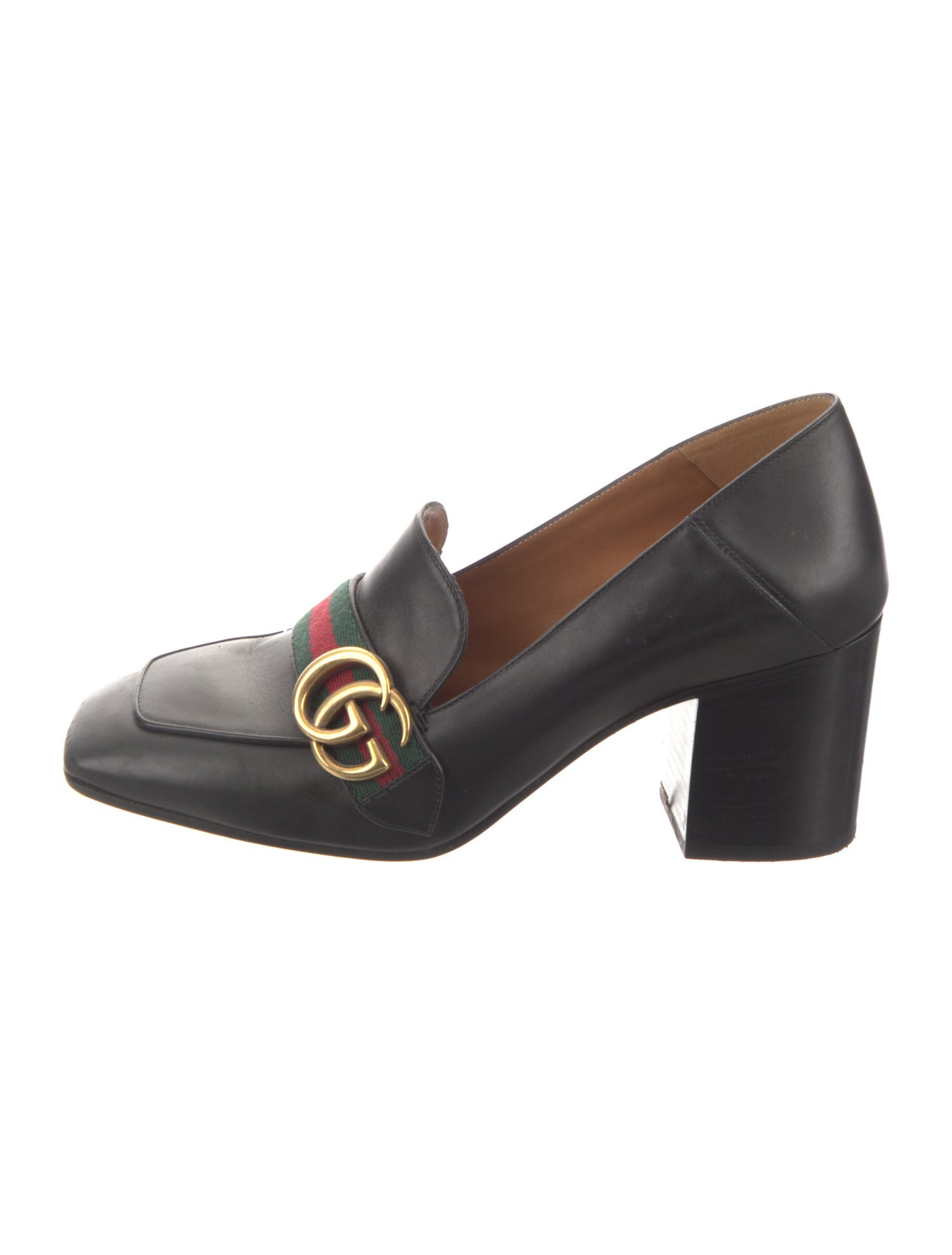 Gucci Web Accent Leather Pumps