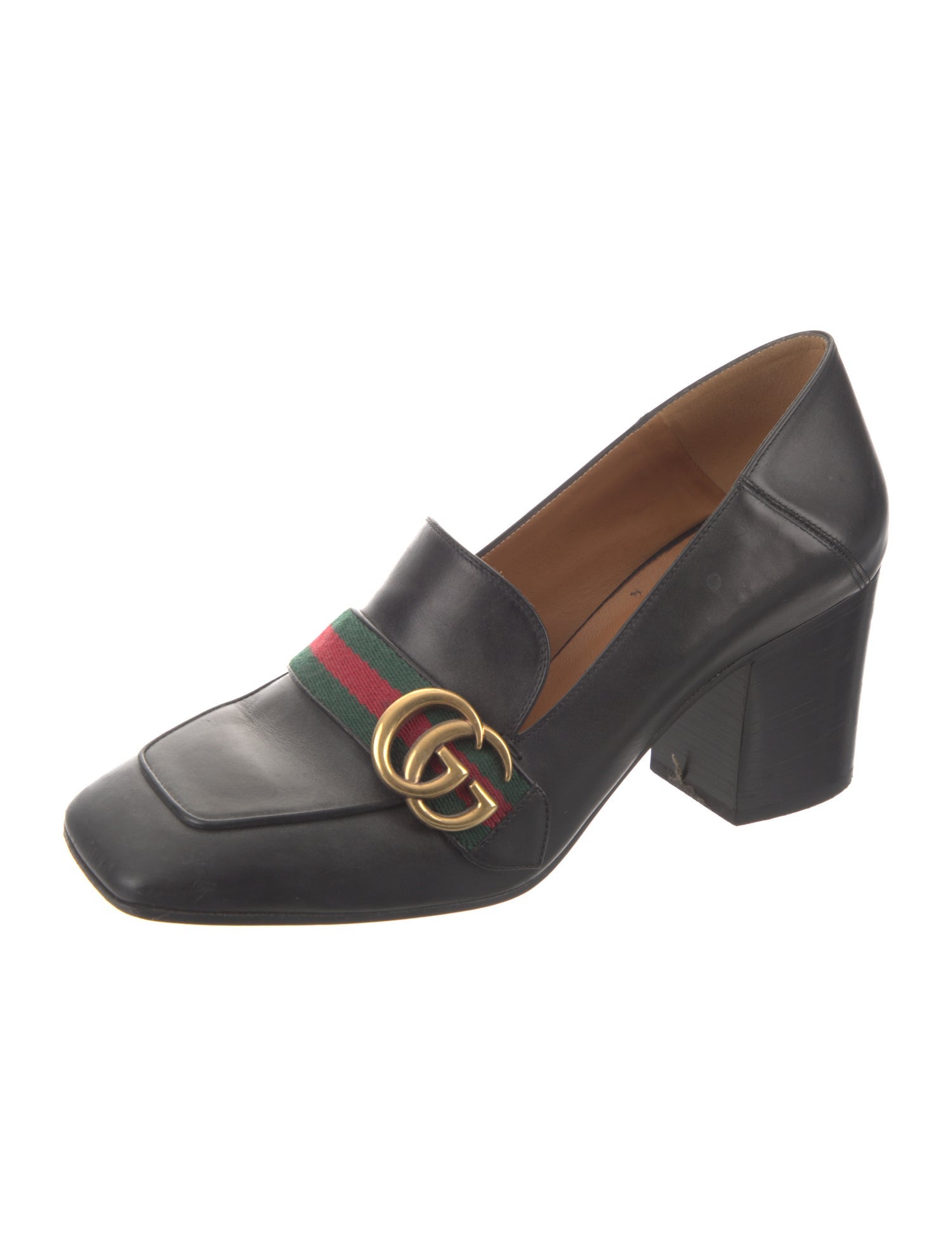Gucci Web Accent Leather Pumps