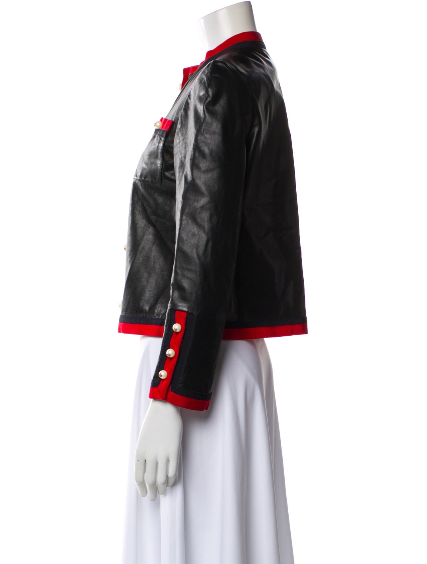 Gucci Leather Colorblock Pattern Biker Jacket