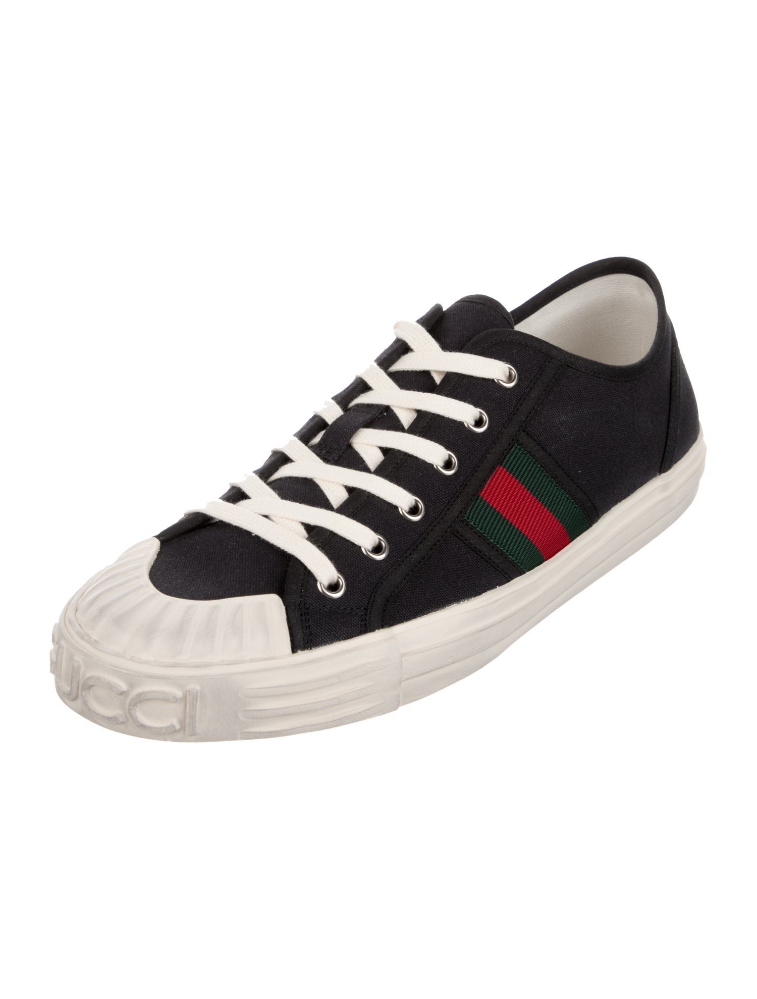 Gucci Leather Distressed Accents Sneakers