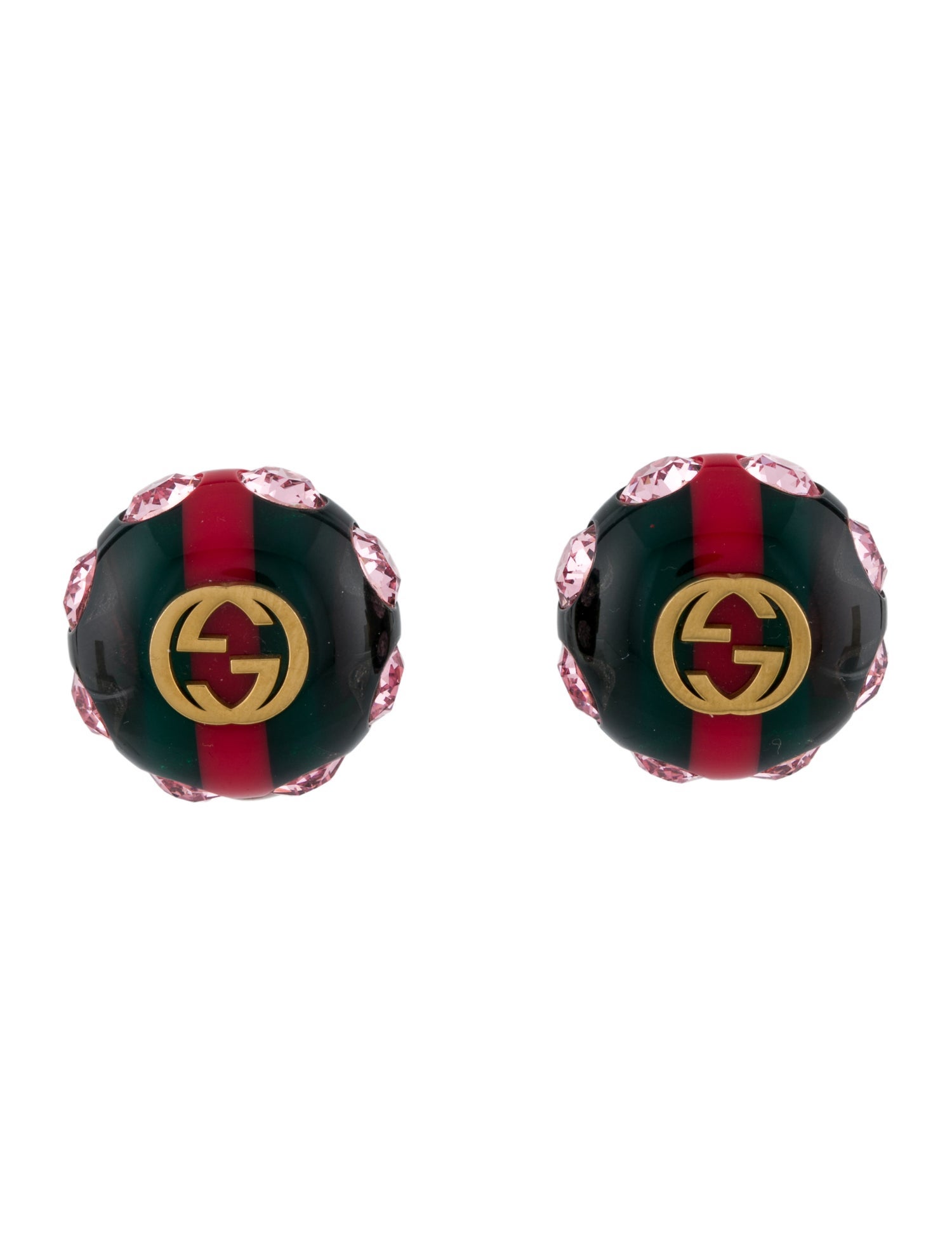 Gucci Crystal & Resin Vintage Web Stud Earrings