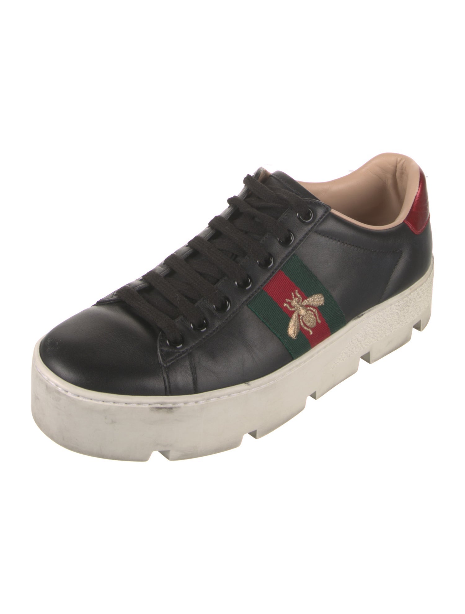 Gucci Web Accent Leather Sneakers