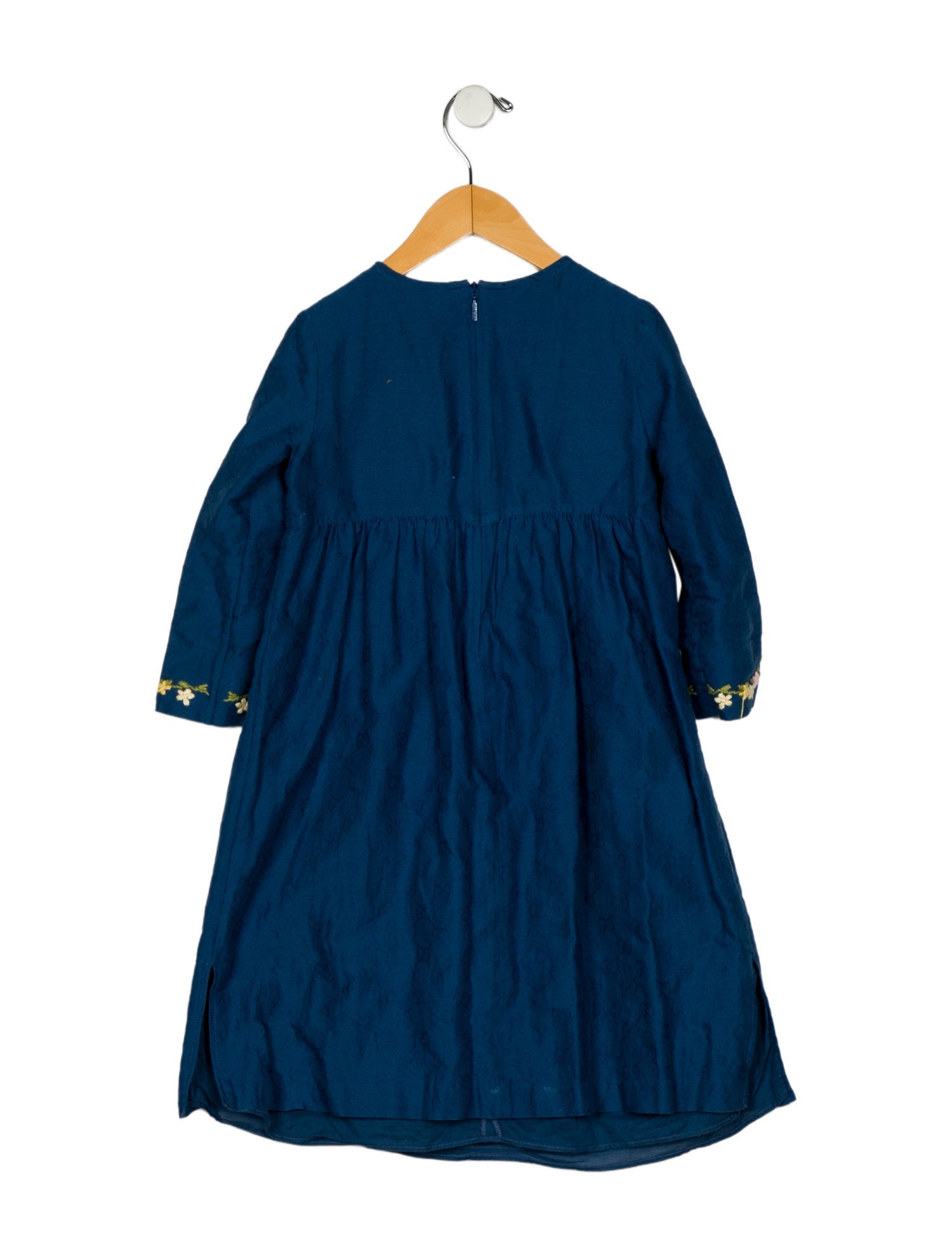 Gucci Girls' Embroidered GG Jacquard Long Sleeve Dress