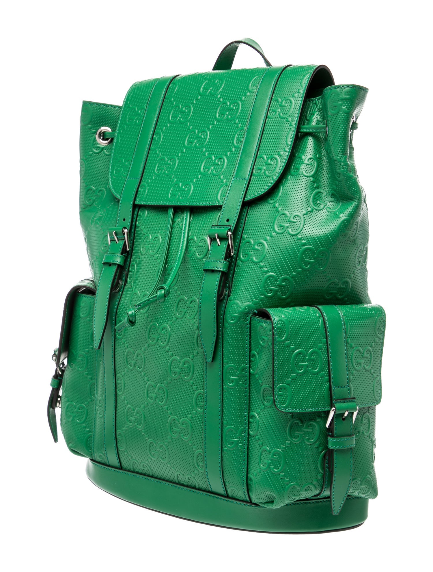 Gucci Interlocking G GG Embossed Leather Large Backpack Large