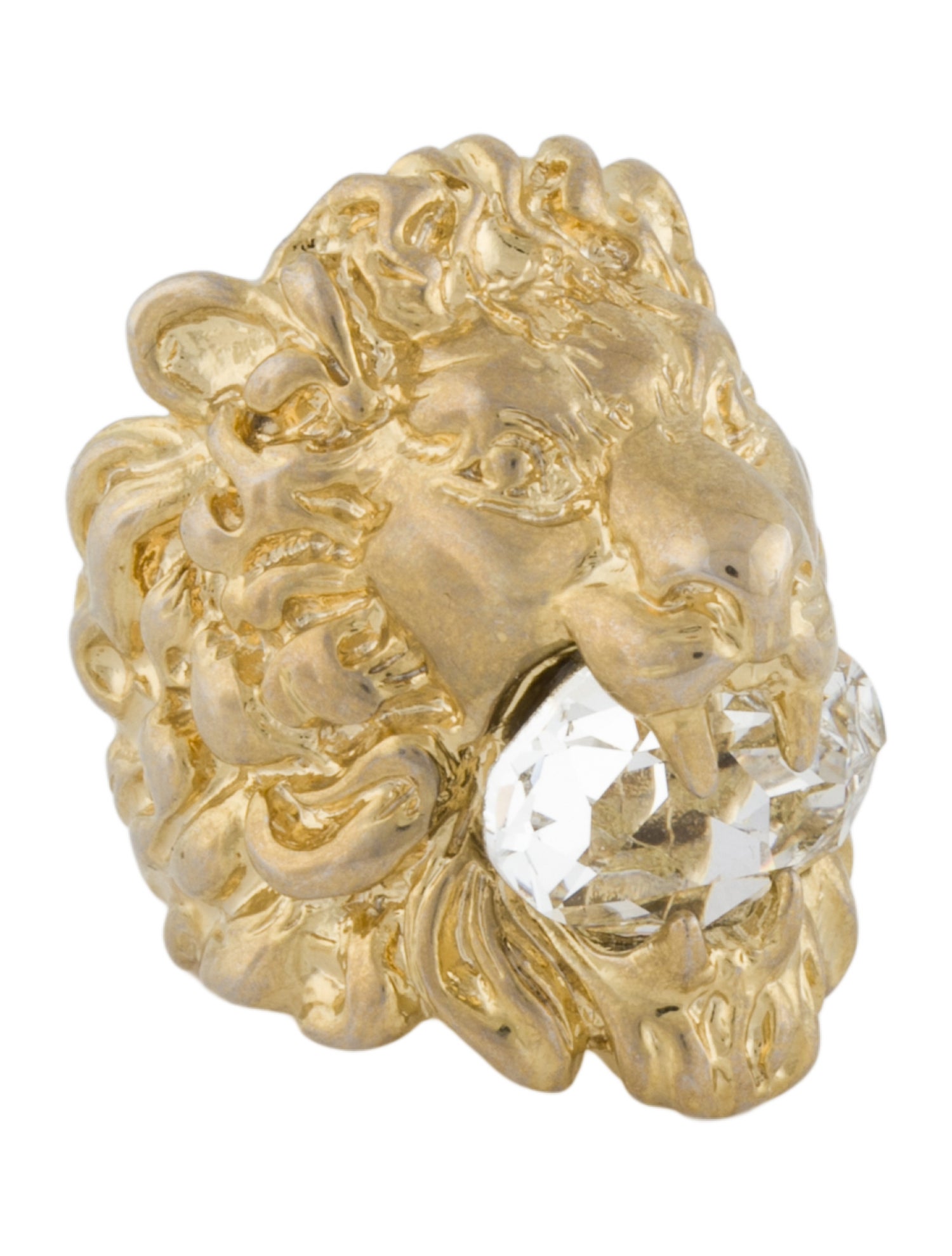 Gucci Lion Head Crystal Cocktail Ring
