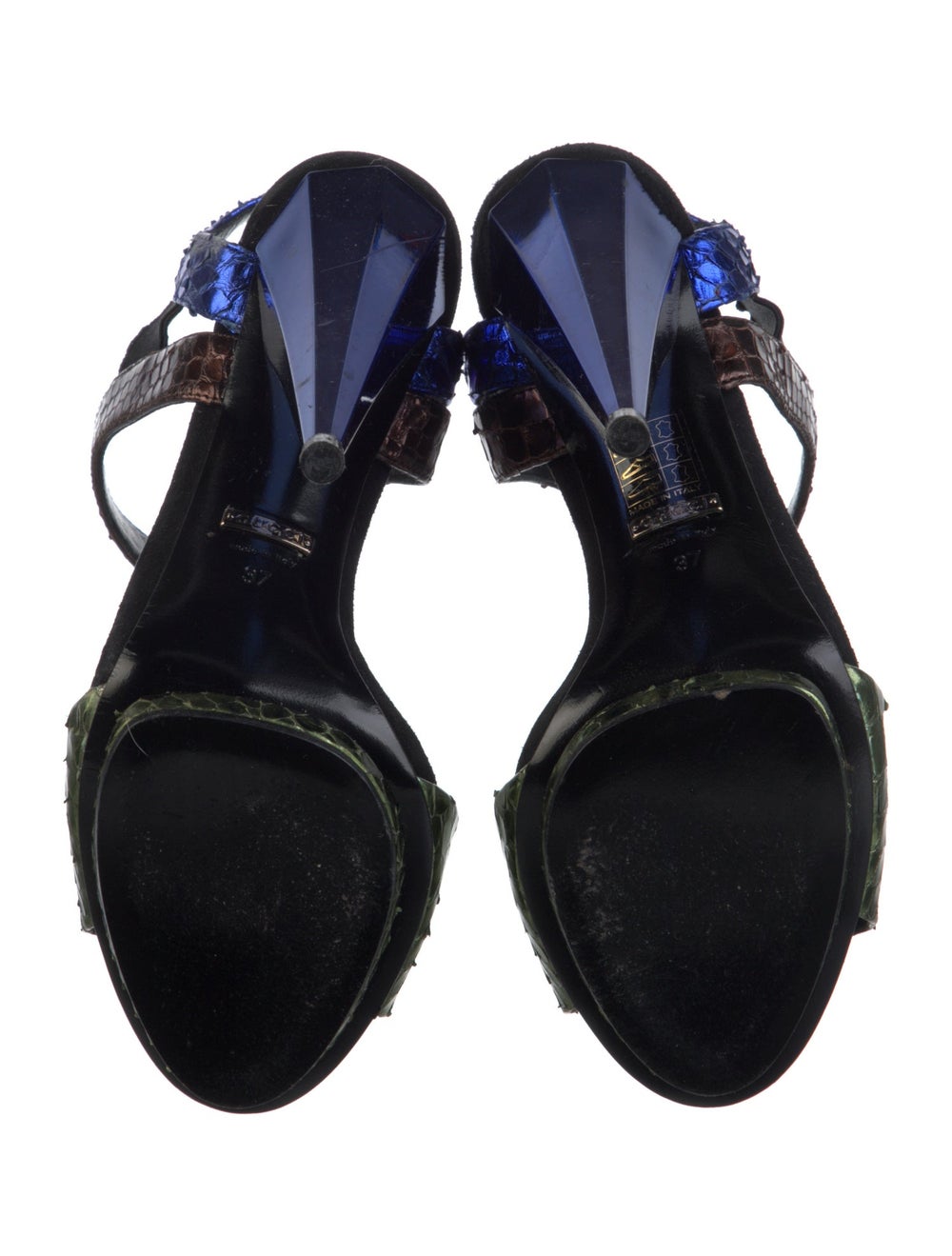 Gucci Snakeskin Colorblock Pattern Slingback Pumps - image 5