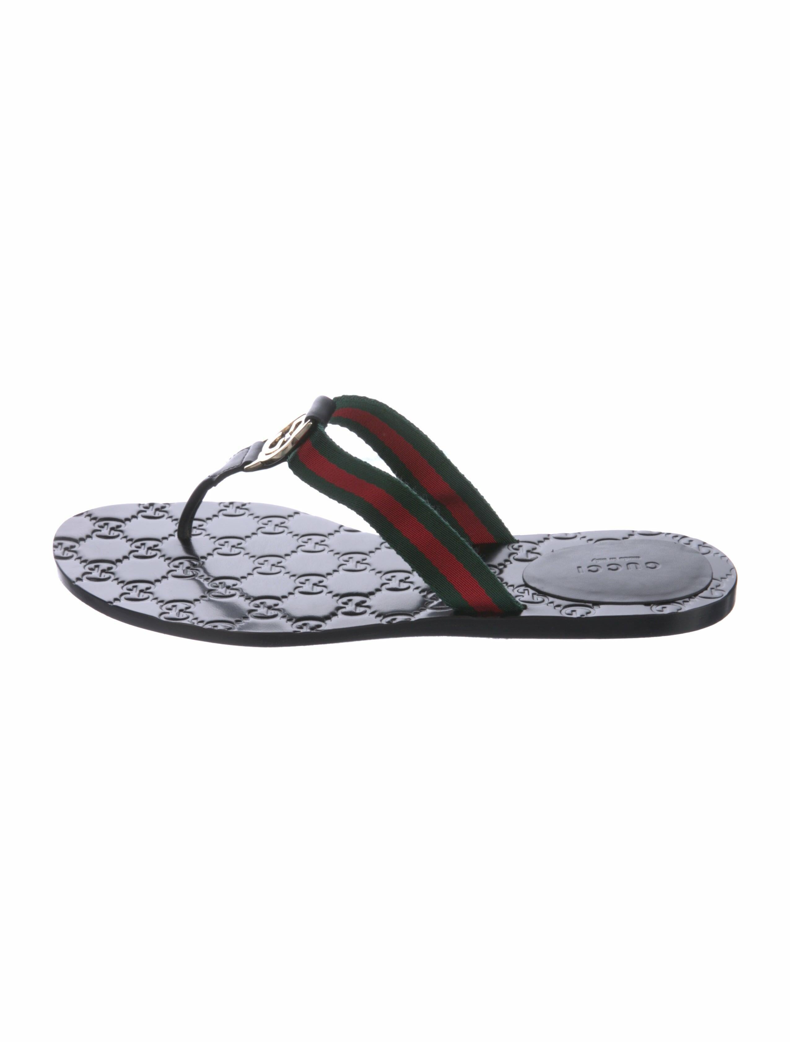 Gucci Web Accent Flip Flops