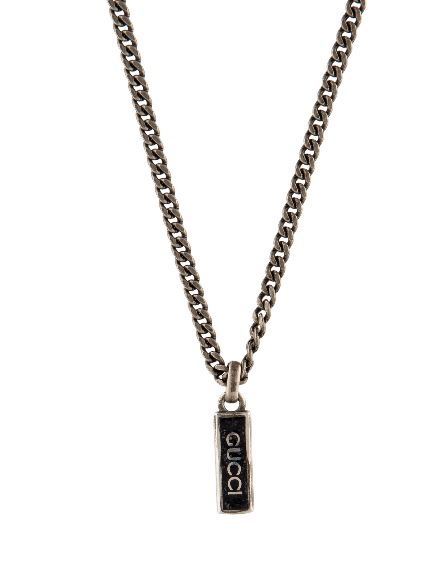 Gucci Enamel Logo Tag Pendant Necklace