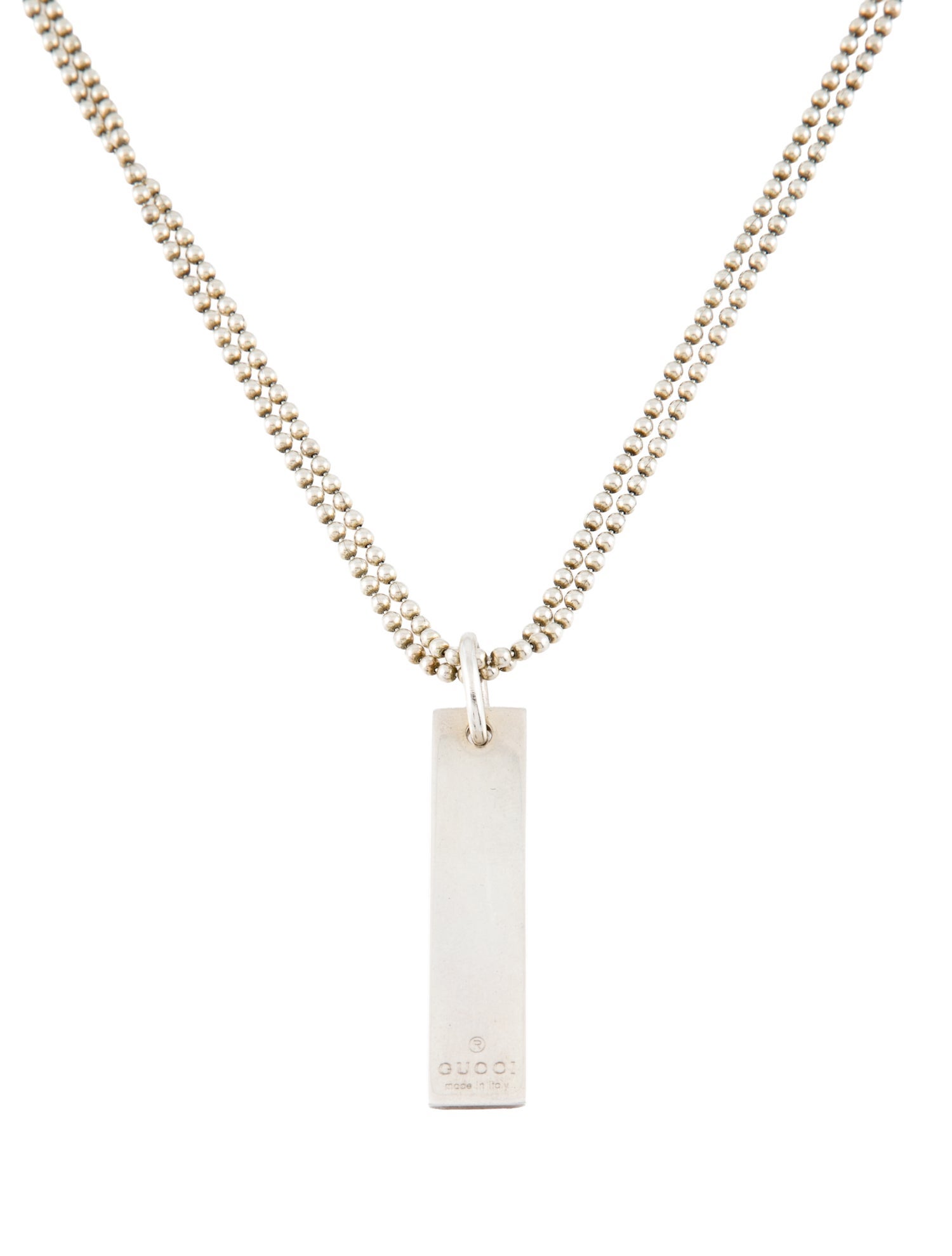 Gucci Double Strand Bar Tag Pendant Necklace