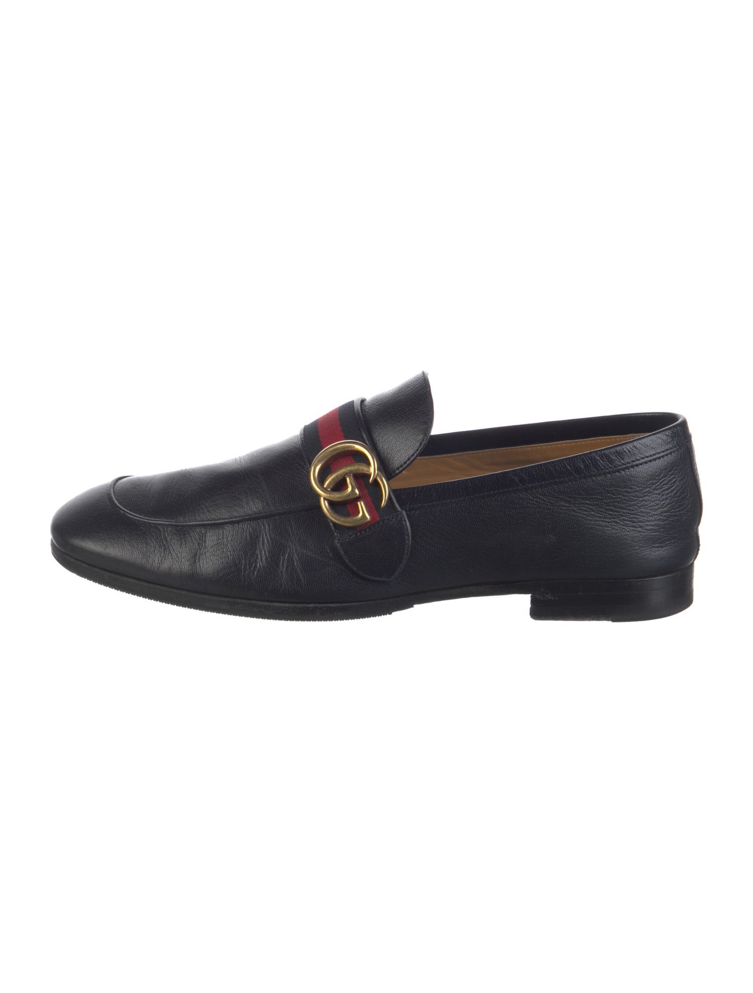 Gucci Web Accent Leather Dress Loafers