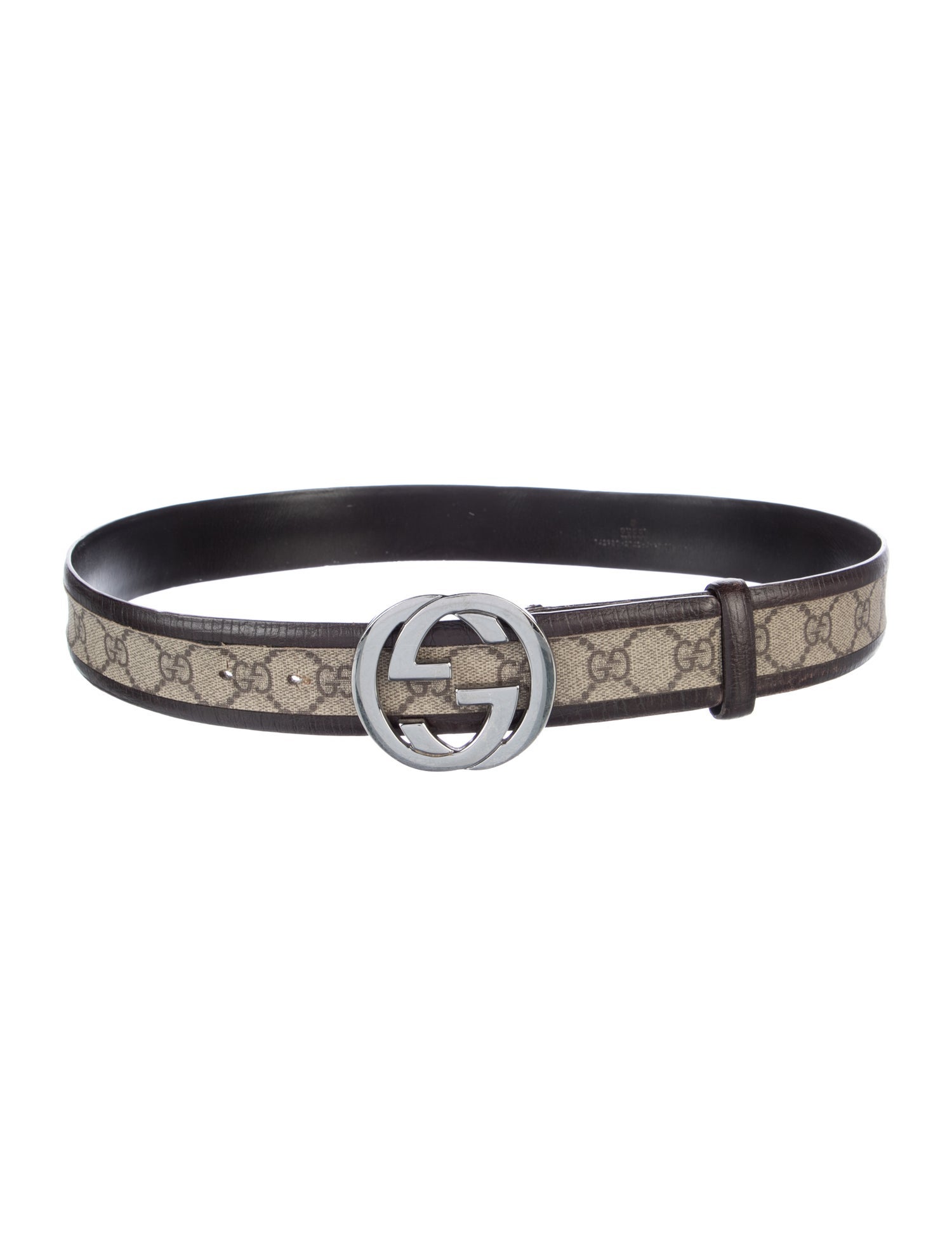 Gucci GG Supreme Leather Trim Embellishment Belt