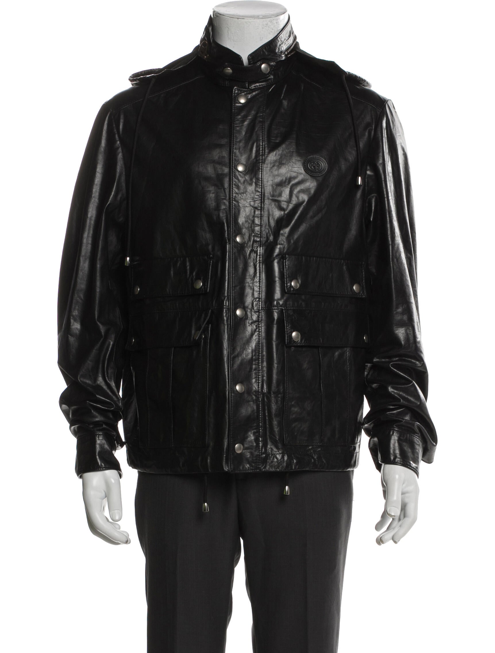 Gucci Interlocking G Logo Calfskin Moto Jacket