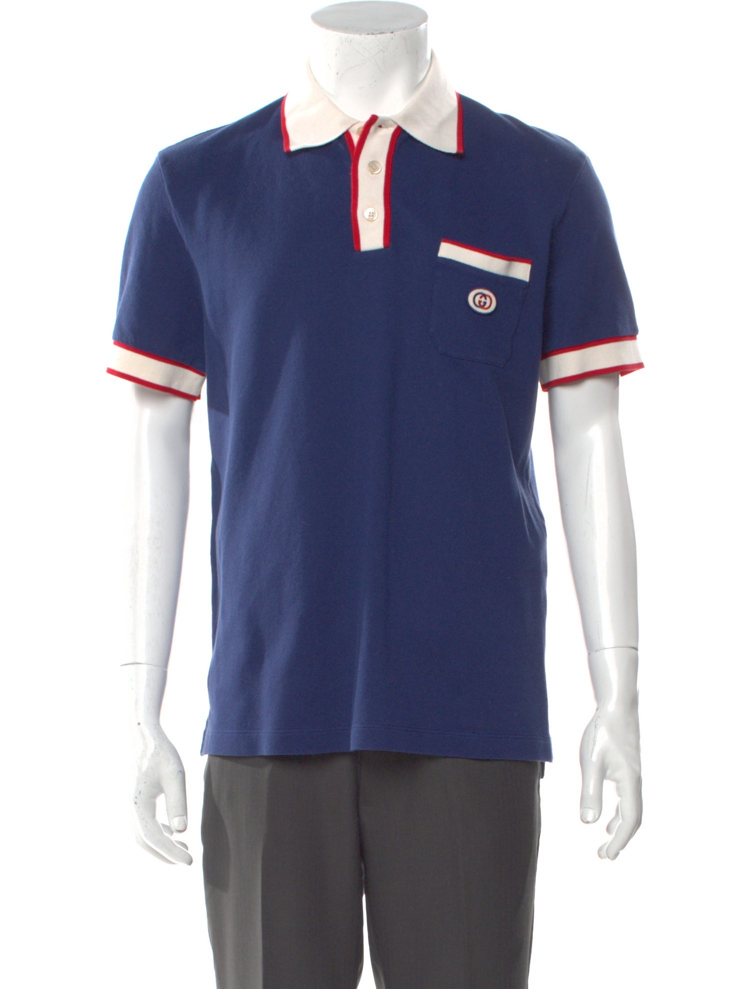 Gucci Interlocking G Logo V-Neck Polo Shirt