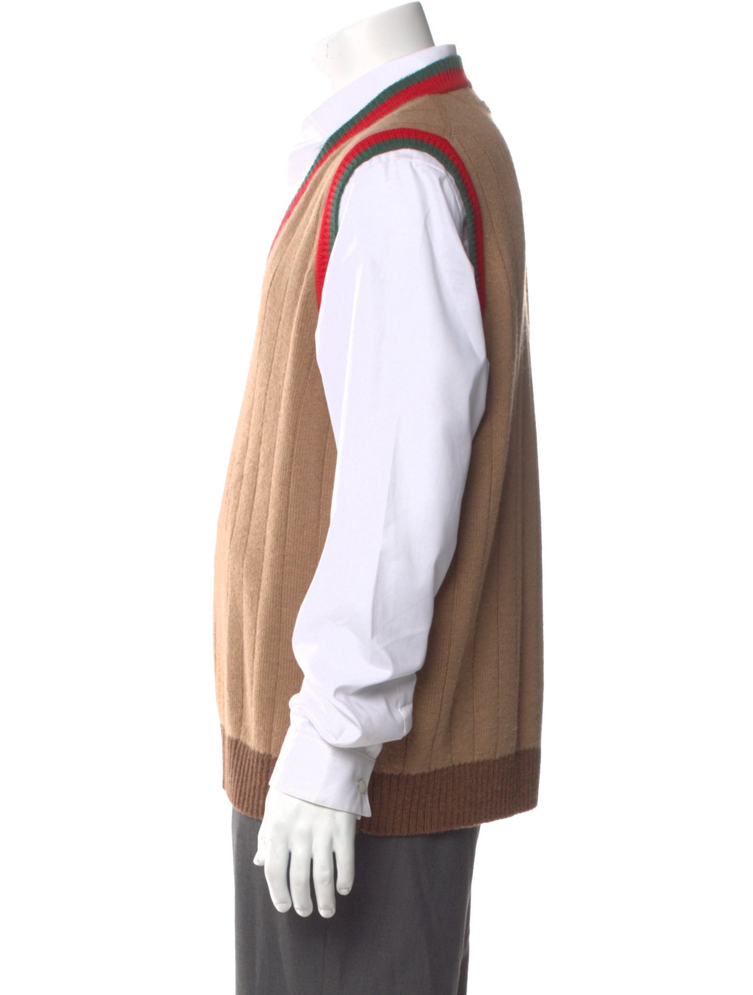 Gucci Web Accent Camel Hair Sweater Vest