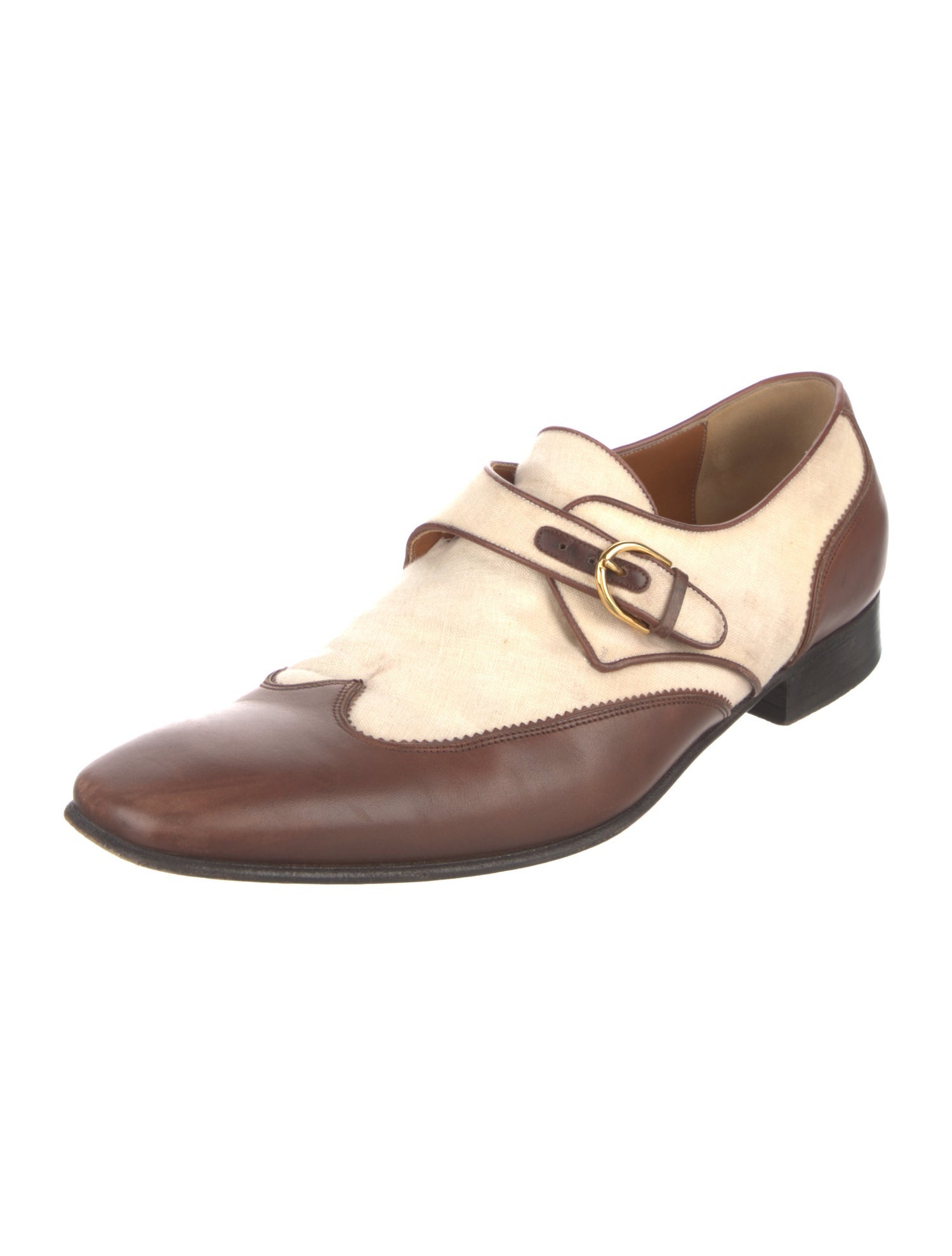 Gucci Canvas Colorblock Pattern Monk Straps