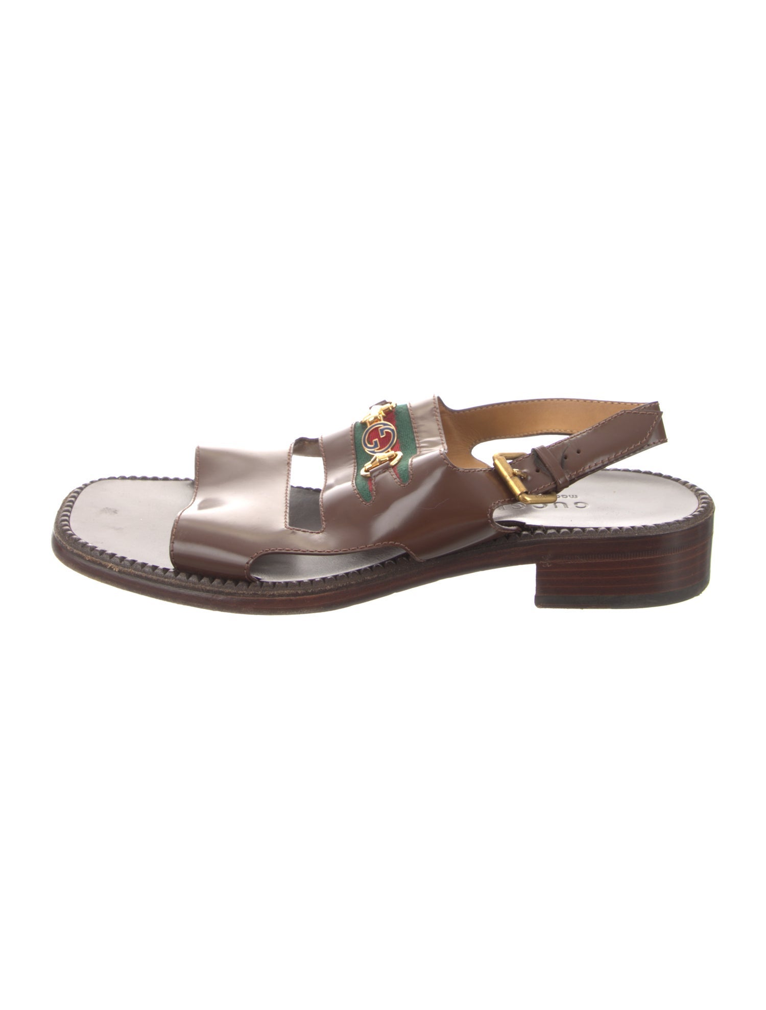 Gucci Web Accent Leather Sandals