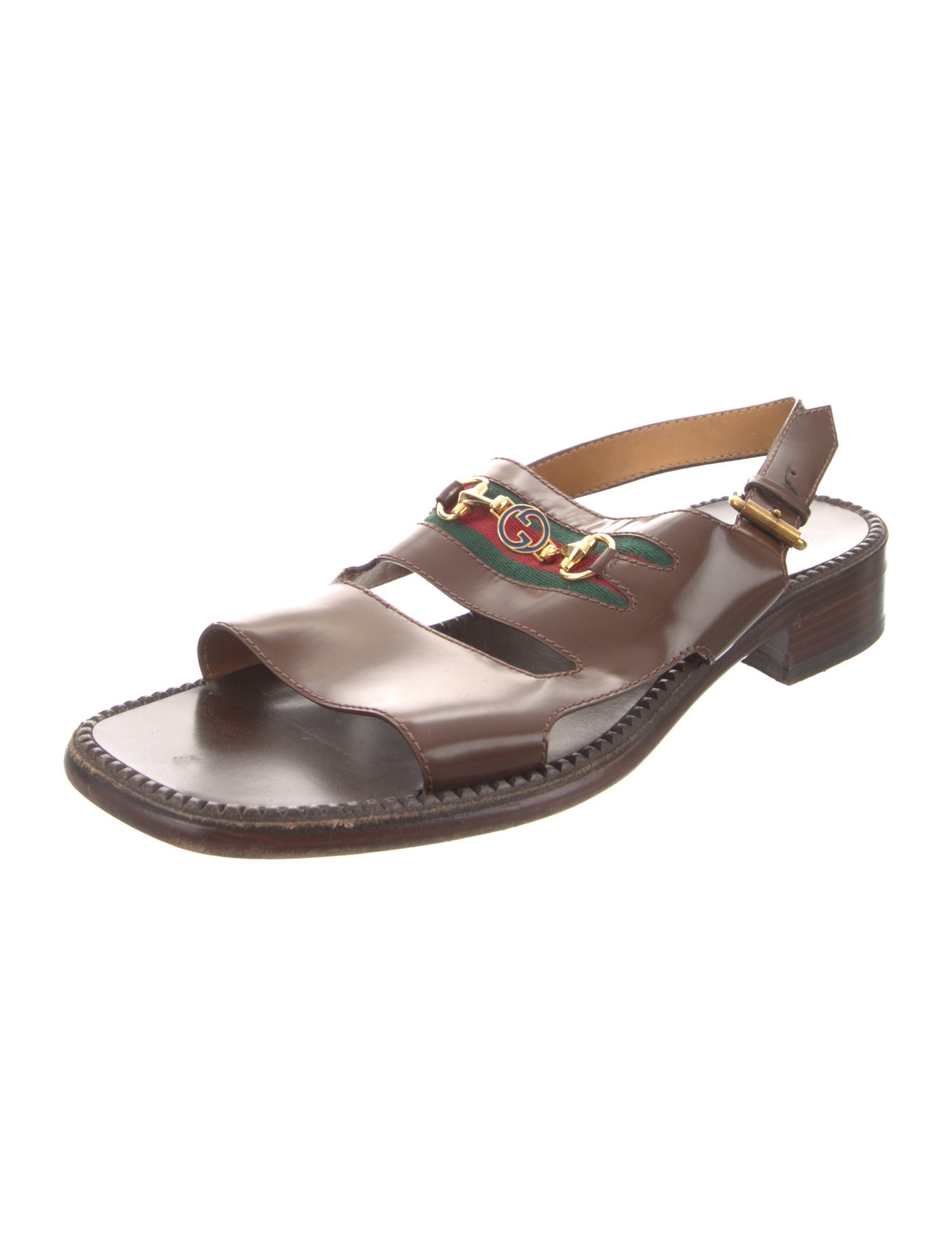 Gucci Web Accent Leather Sandals