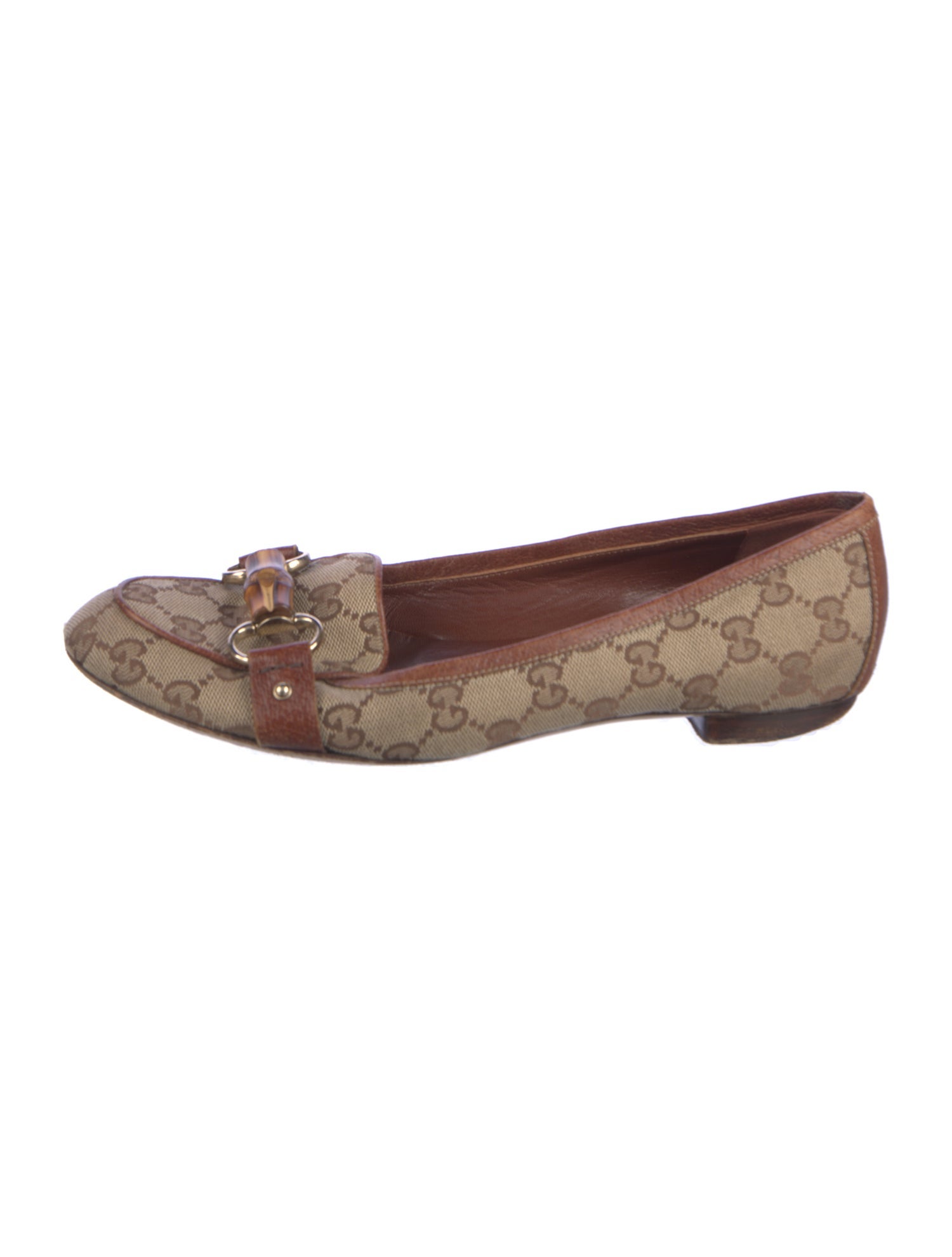 Gucci Bamboo Accent Canvas Flats
