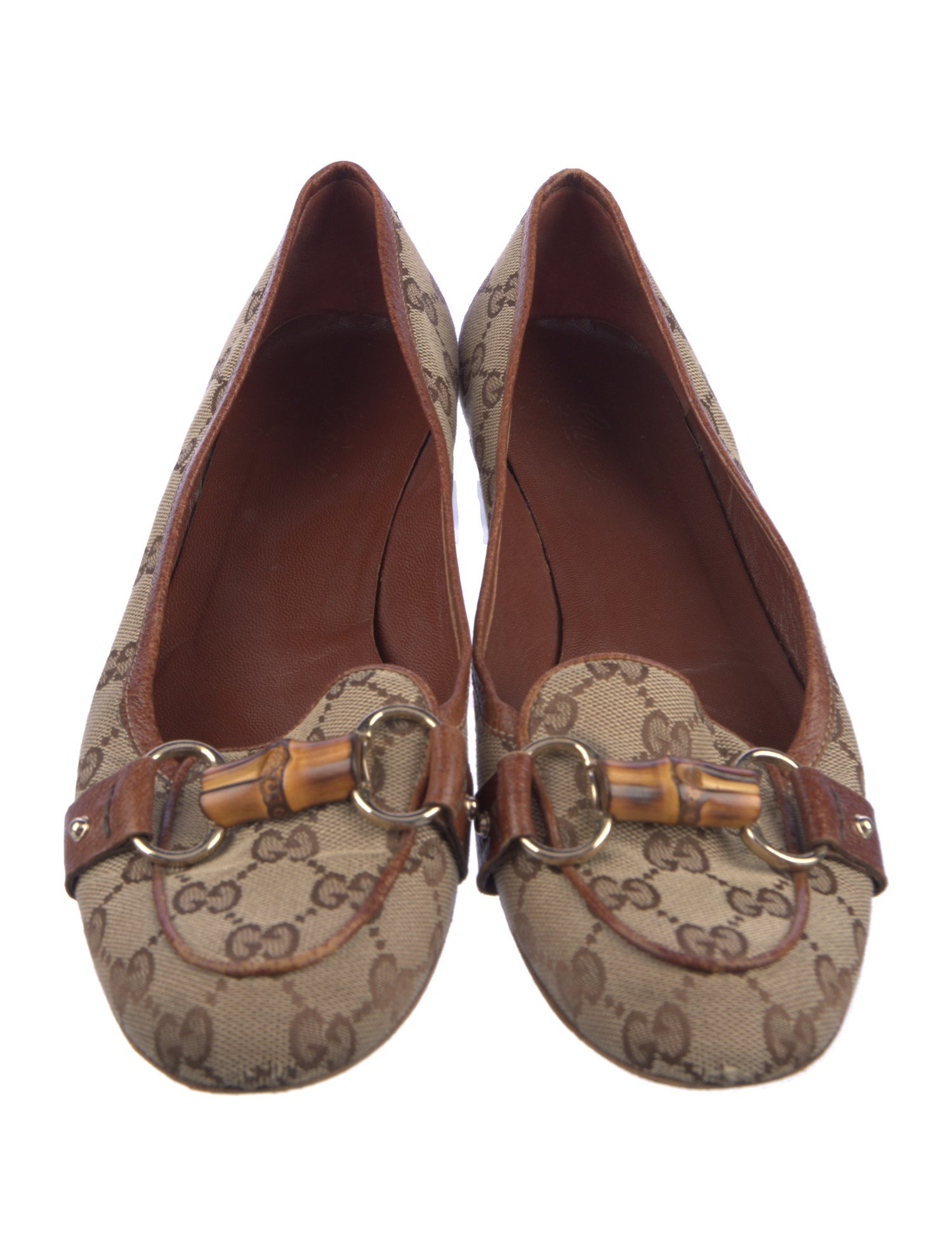 Gucci Bamboo Accent Canvas Flats