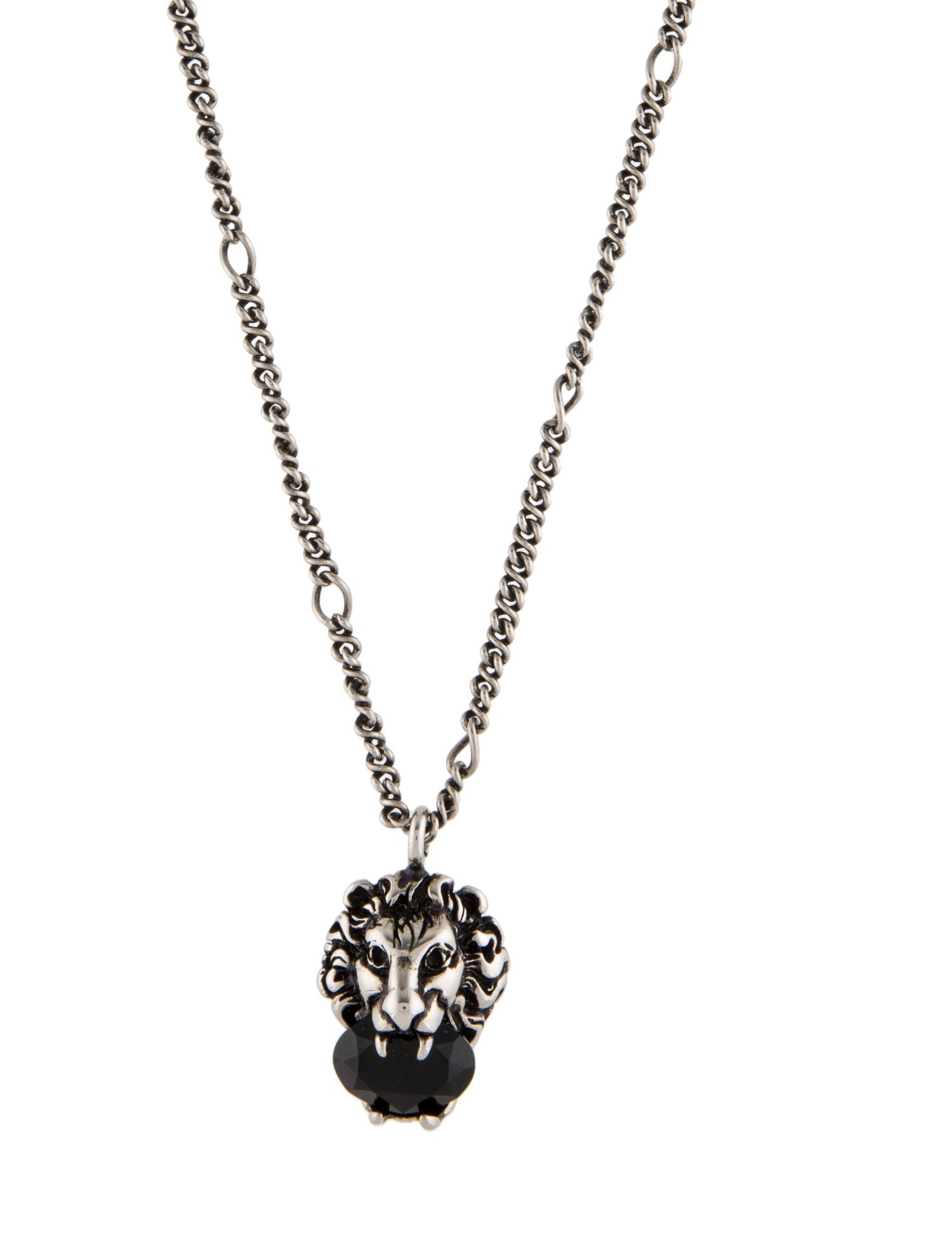 Gucci Crystal Lion Head Pendant Necklace
