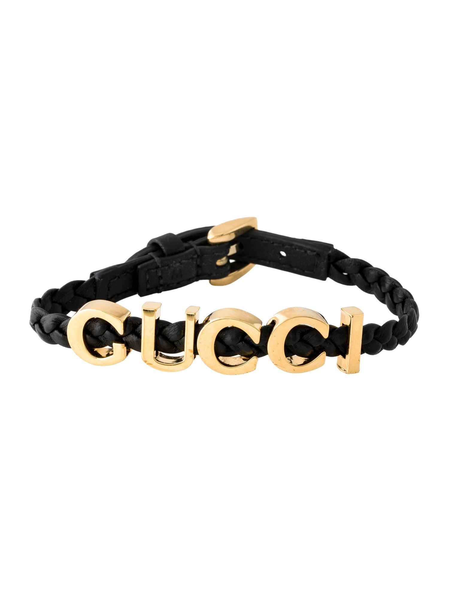 Gucci Leather 'GUCCI' Wrap Bracelet