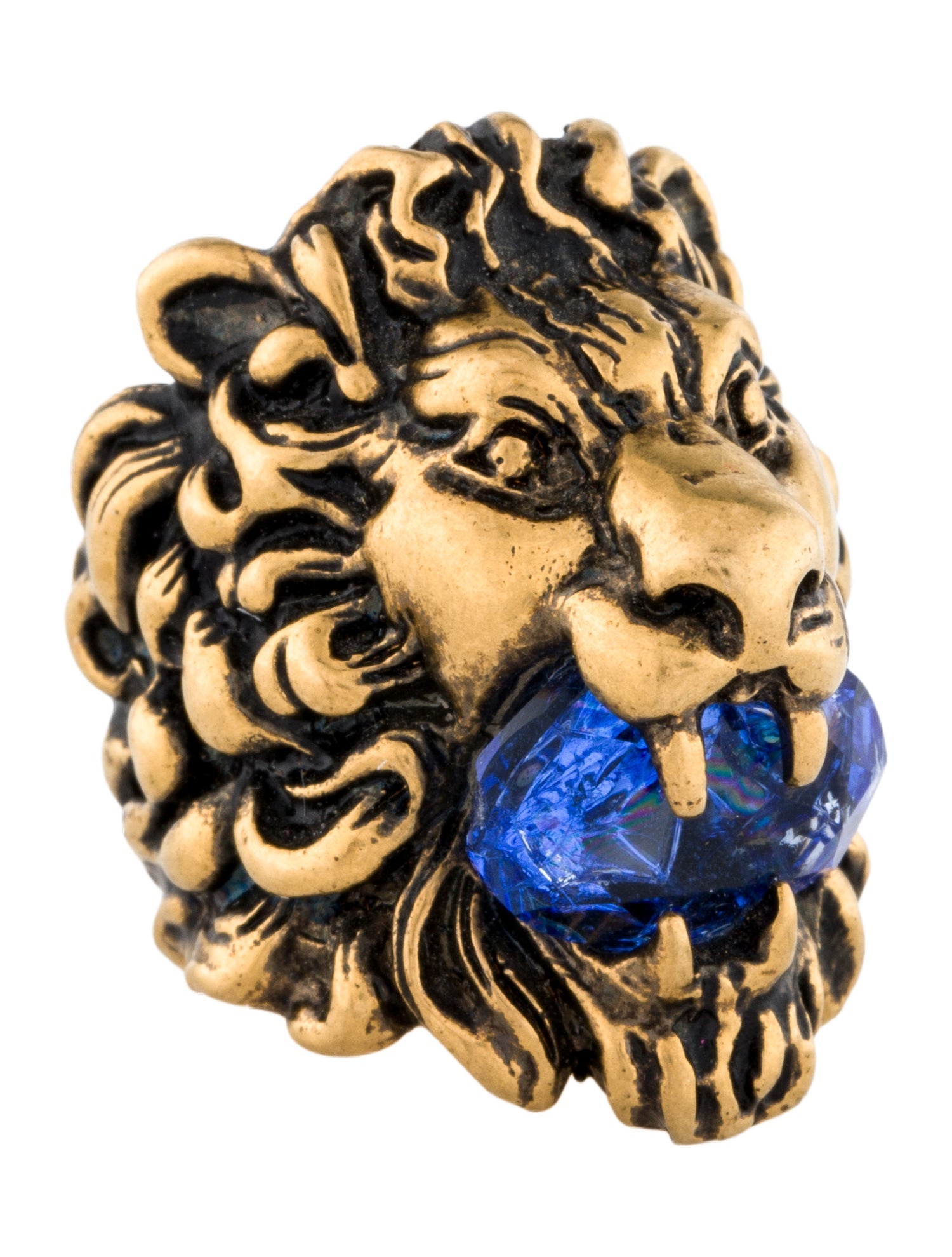 Gucci Crystal Lion Head Cocktail Ring