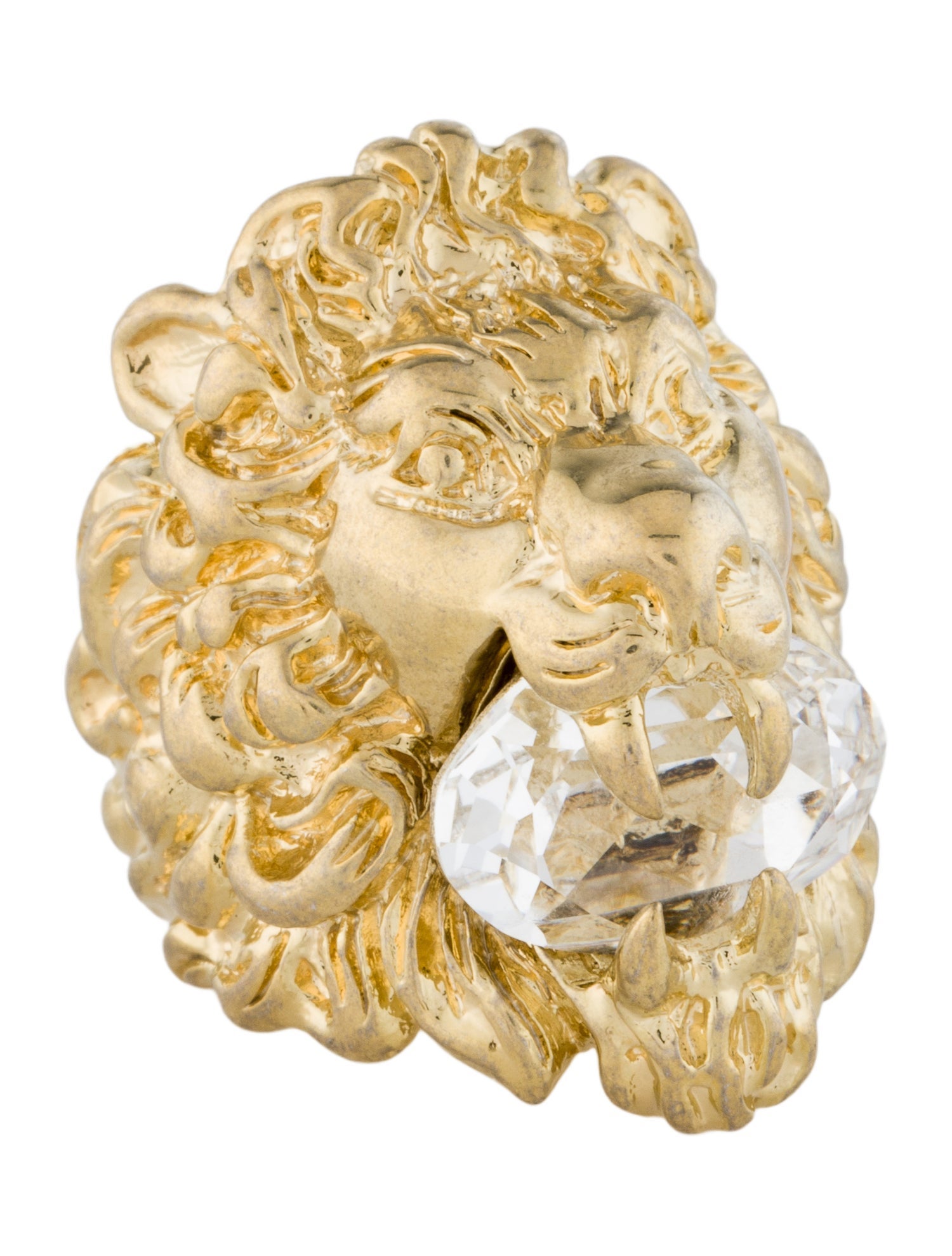 Gucci Crystal Lion Head Cocktail Ring