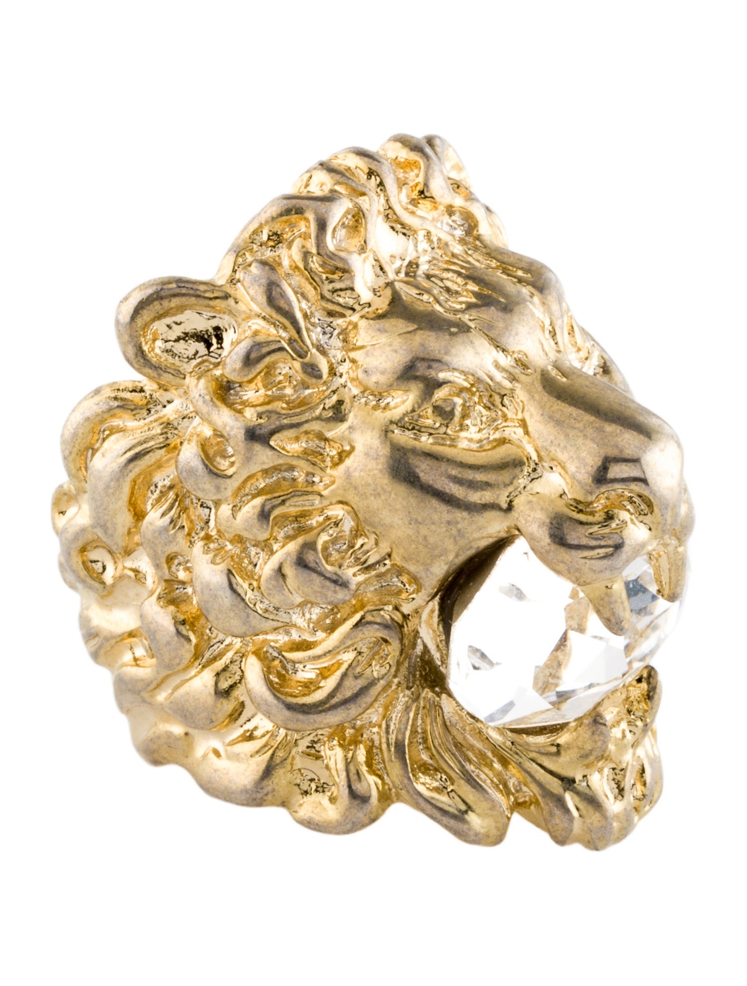 Gucci Crystal Lion Head Cocktail Ring