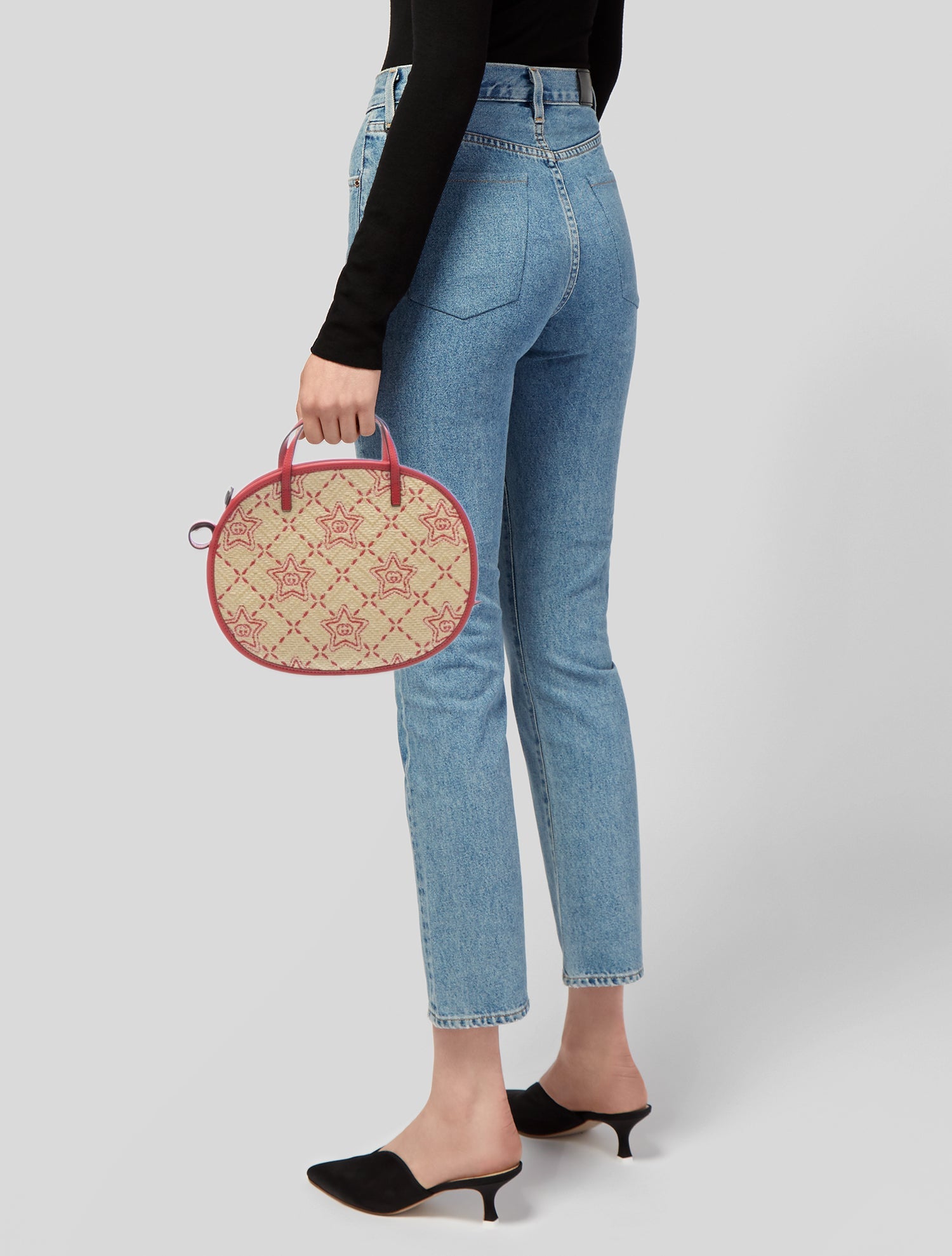 Gucci Raffia Raffia Snail Star GG top handle bag Small