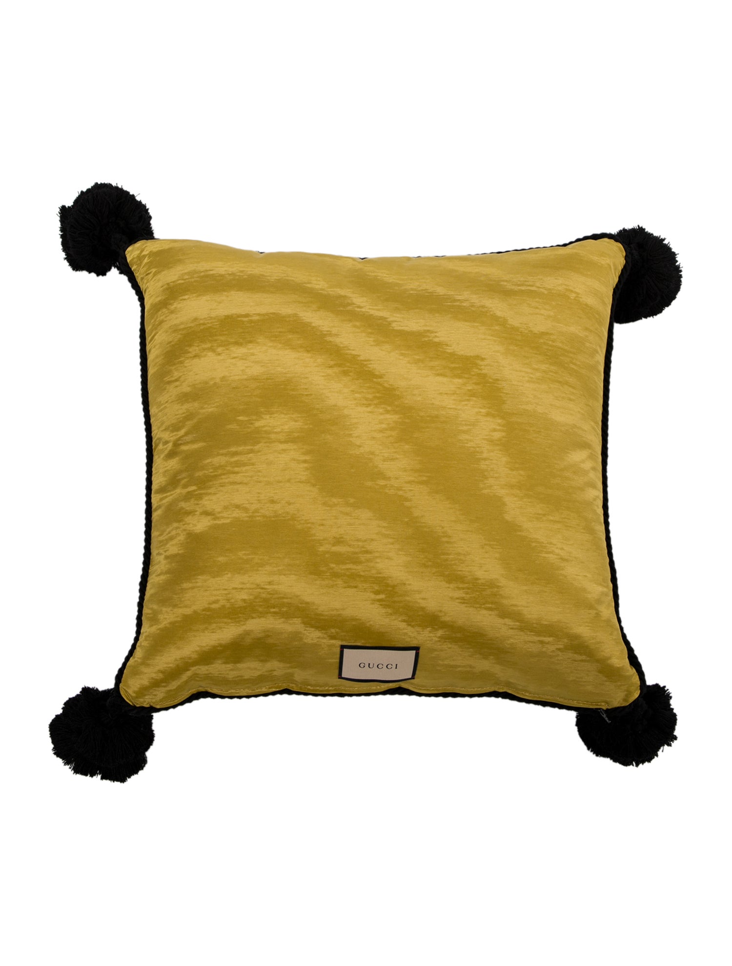 Gucci Wool Tiger Embroidered Tartan Pillow