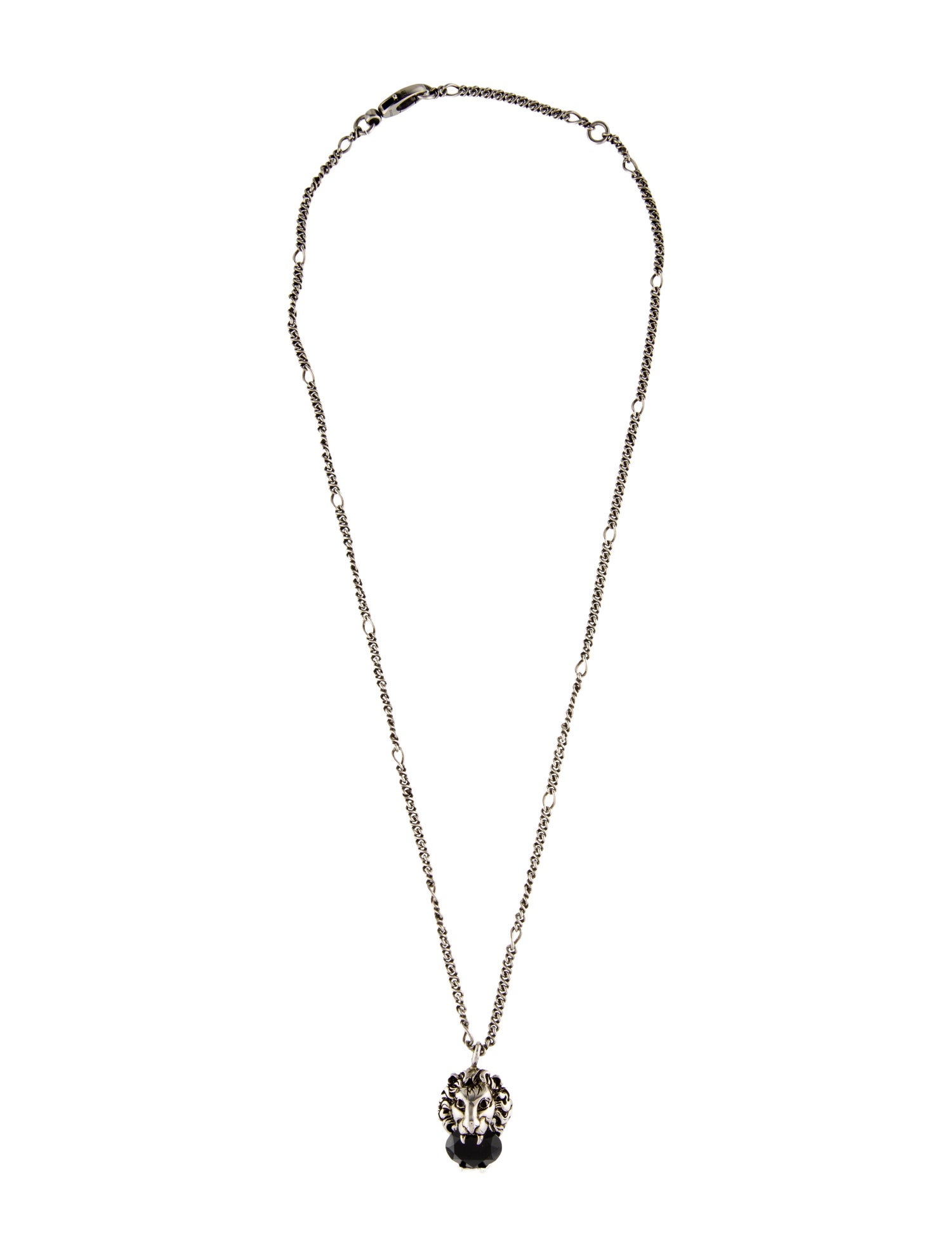 Gucci Crystal Lion Head Pendant Necklace