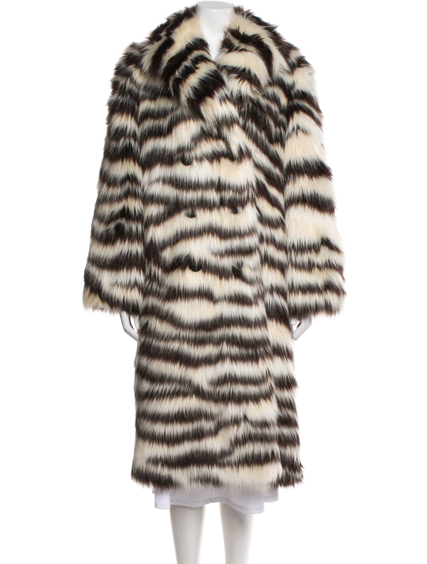 Gucci Striped Faux Fur Coat