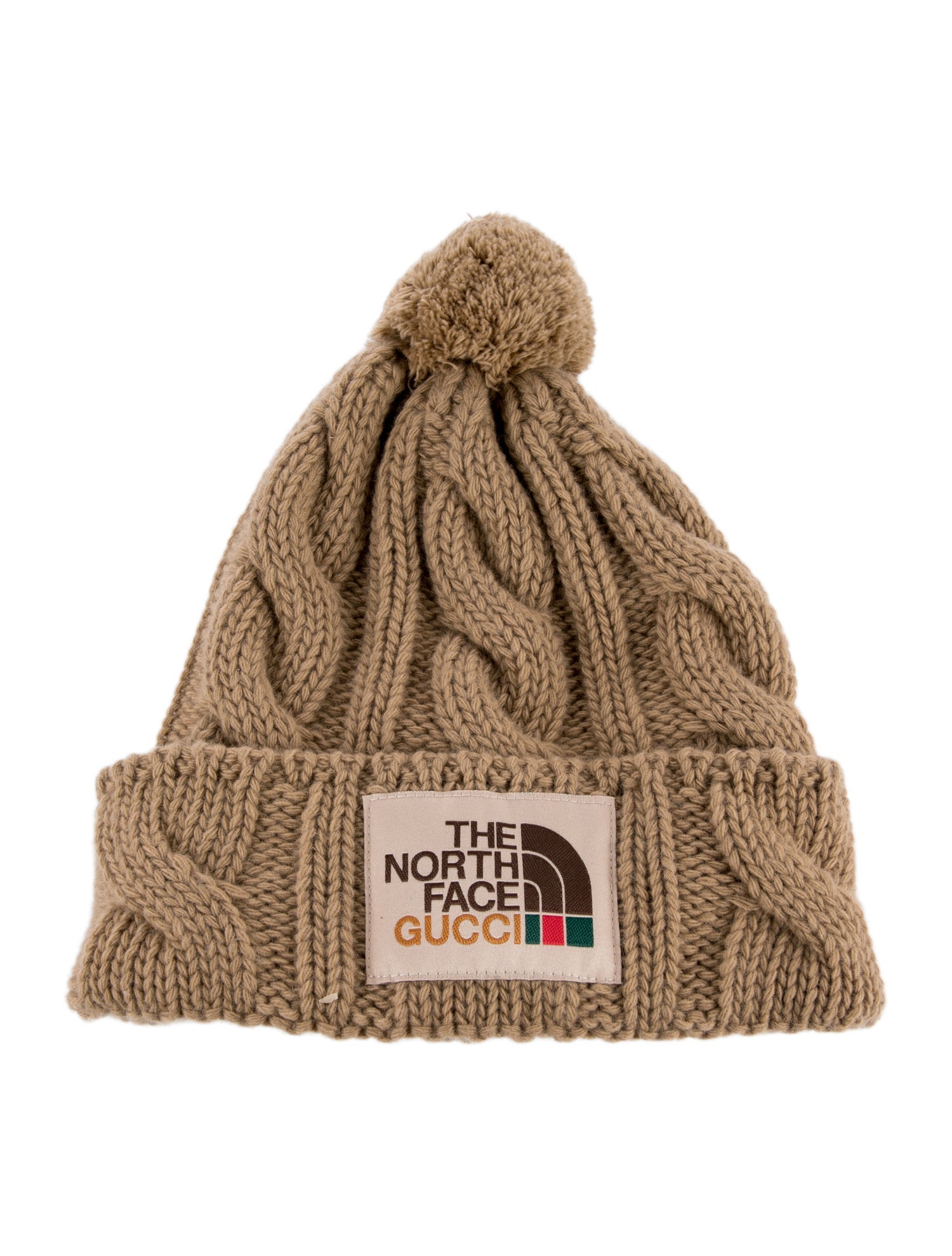 Gucci Wool neutral beanie with pom pom