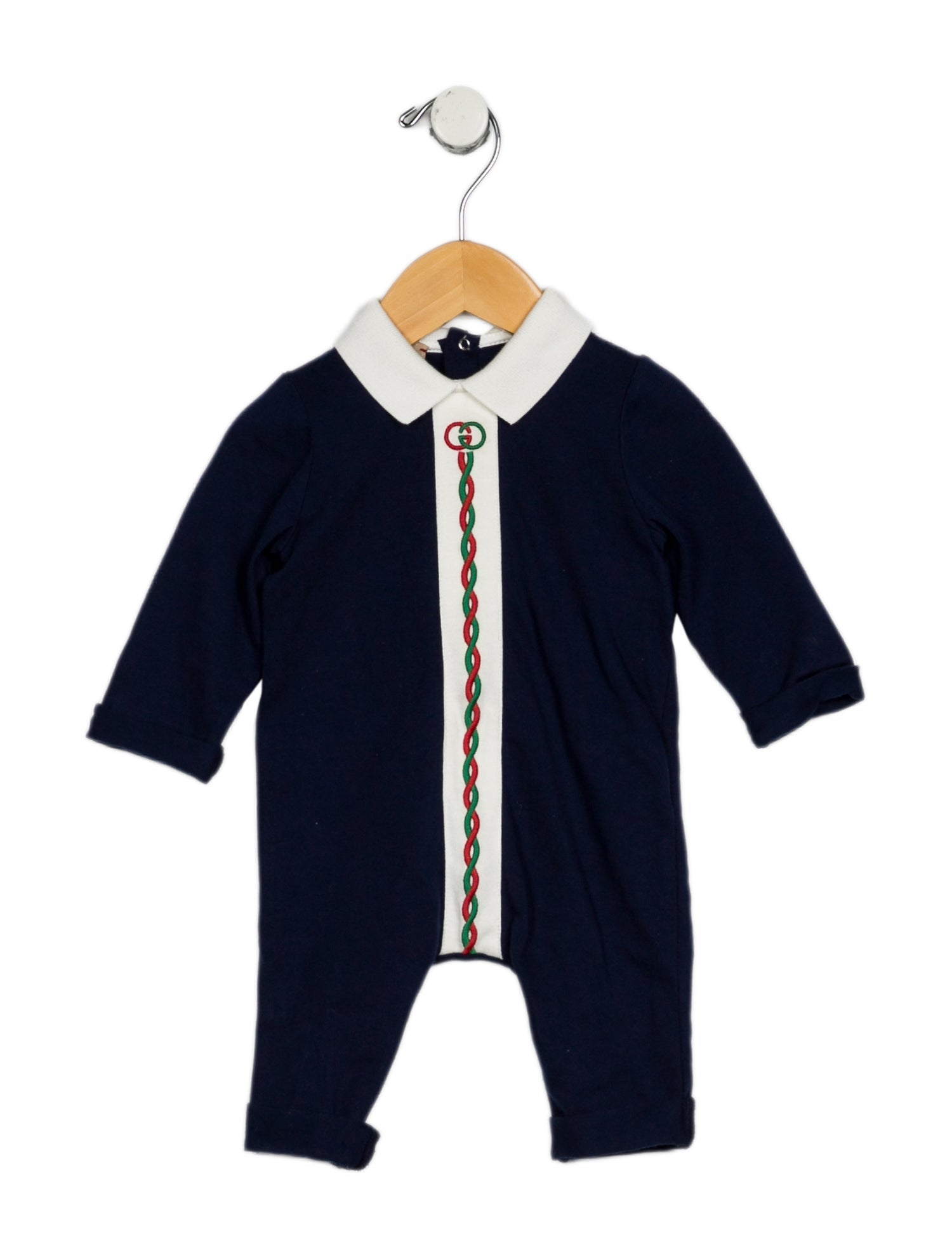 Gucci Cotton blue and white one-piece with snap closure