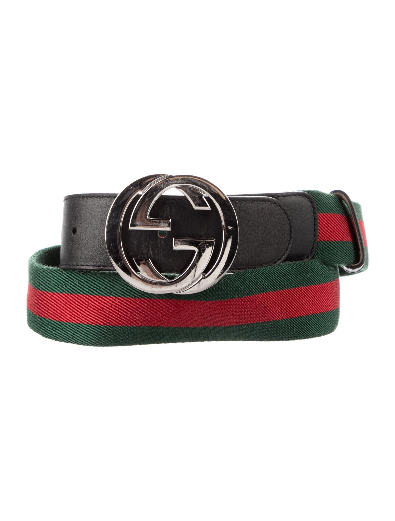Gucci Web Accent Leather Trim Embellishment Belt